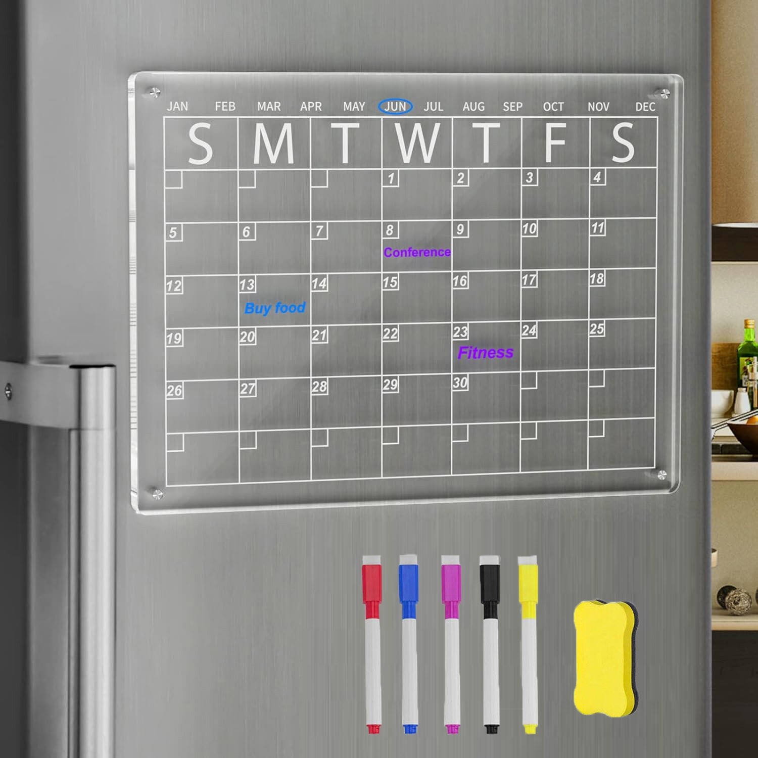 17×12 Fridge Acrylic Magnetic Calendars Dry Erase Month Week Daily Planner Board