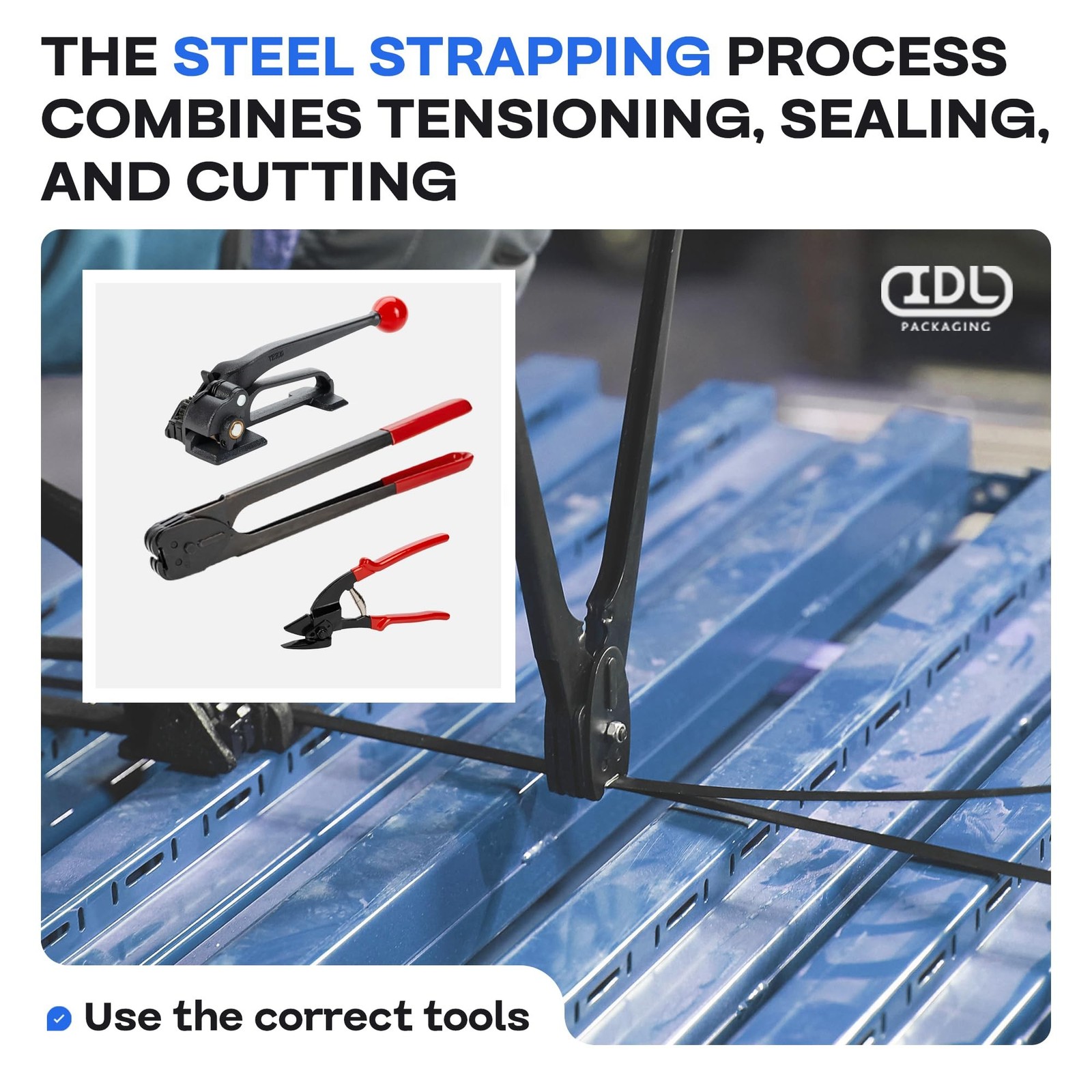 IDL Packaging Portable 1/2″ x 200′ Steel Strapping Kit, 1100 lbs Break Streng…