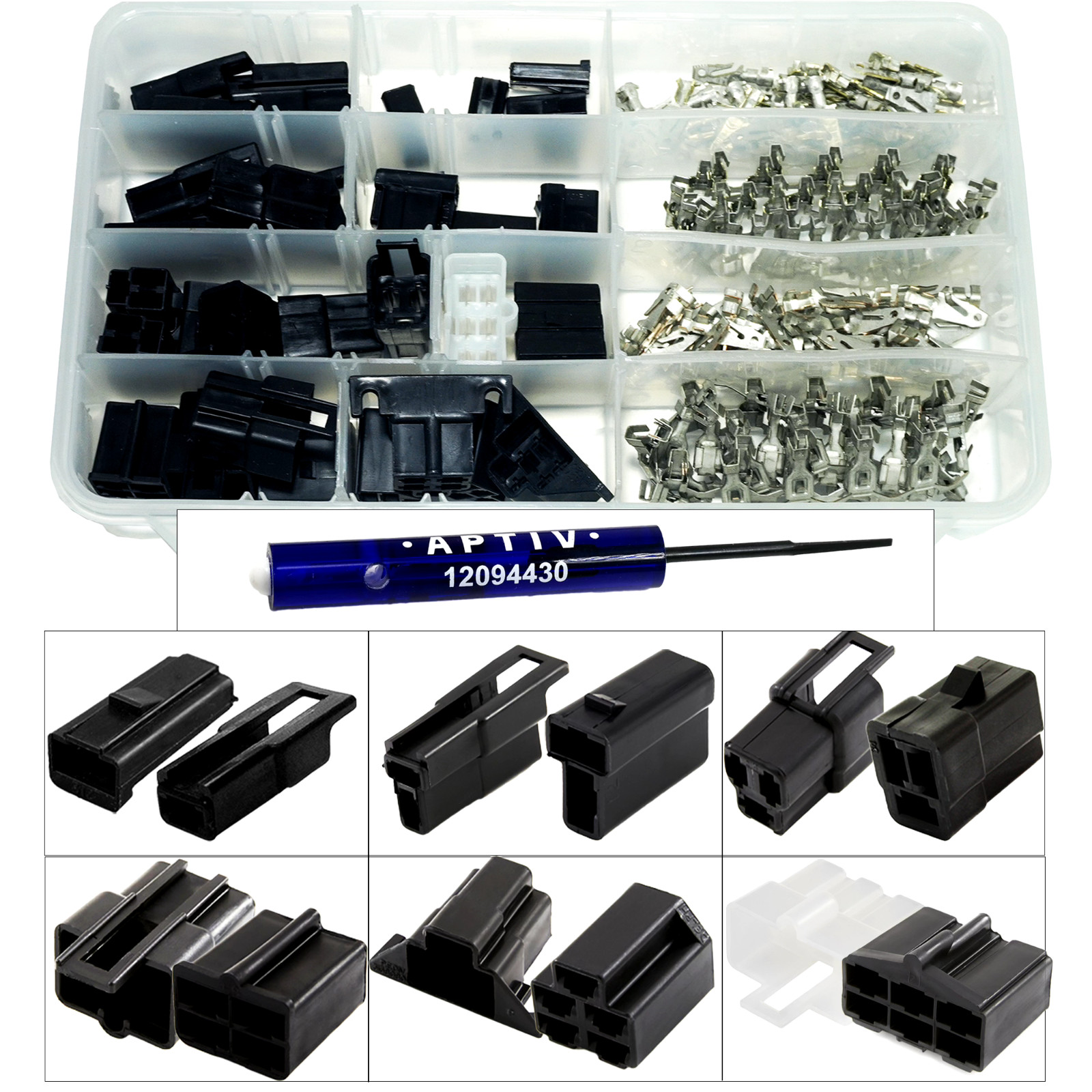 201pcs, Delphi Metri-Pack 56 Series 1-2-3-4-5-6 PIN Connector w/10-16 AWG w/tool