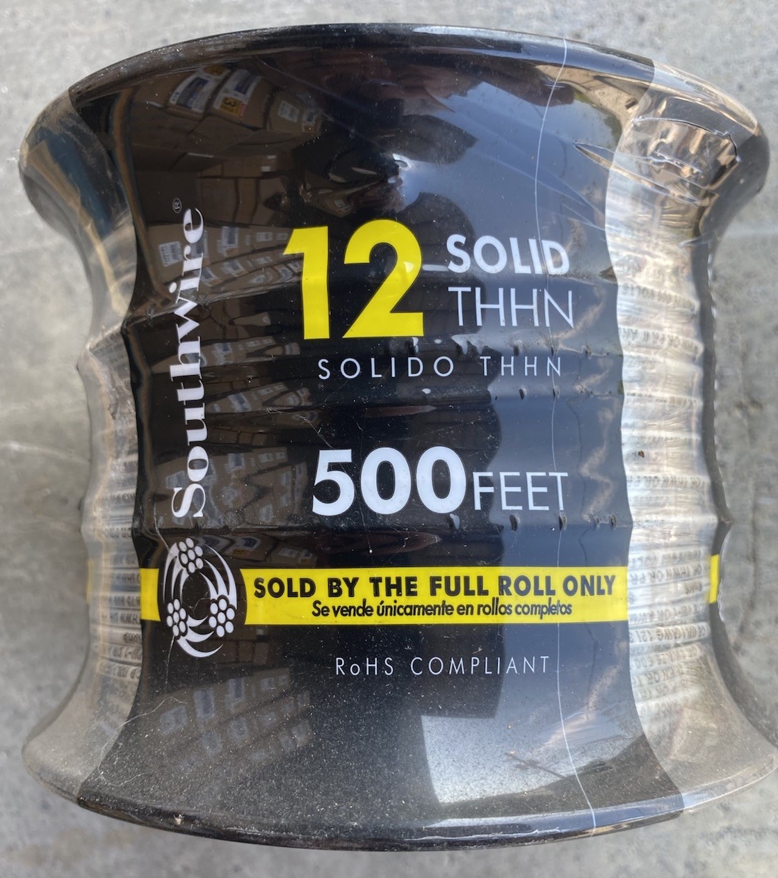 NEW Southwire THHN Building Wire Solid Copper 12 AWG, White, 500 ft.