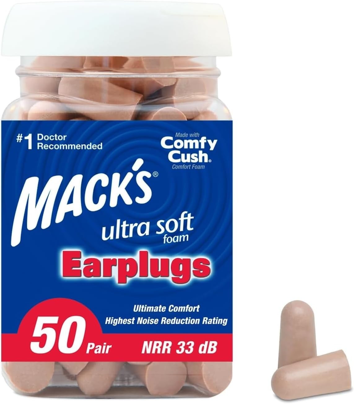 Disposable Foam Earplugs – 50 Pairs, Ultra Soft, 33dB NRR for Everyday Use