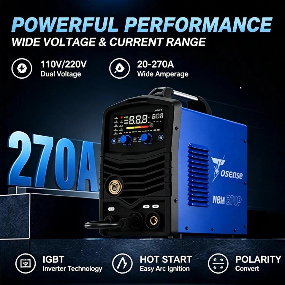 5-IN-1 270A Aluminum MIG Welder 110V/220V Gas MIG/Gasless MIG/LIFT TIG/Stick/Alu