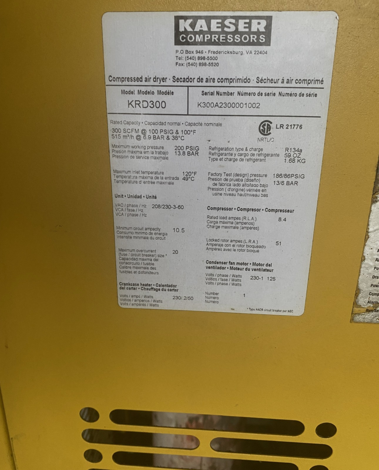 KAESER COMPRESSOR AND DRYER