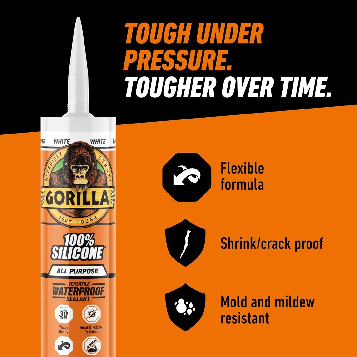 Gorilla Waterproof Caulk & Seal Silicone Sealant, 10oz Cartridge (Pack of 1) –