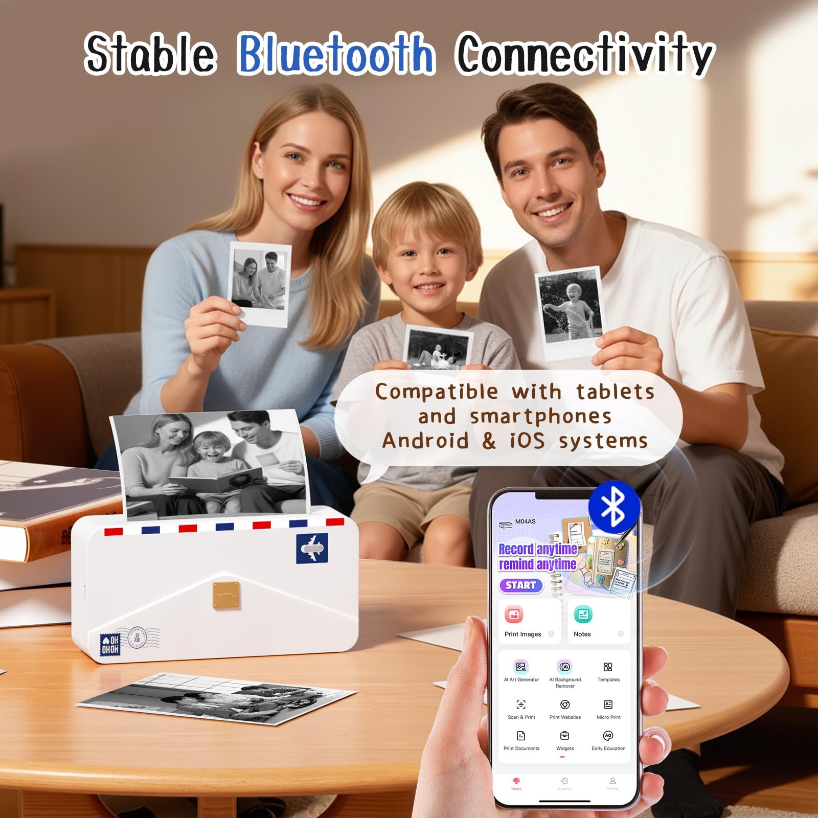 Phomemo Portable Thermal Printer M04As Ai Smart Printer 4 Inch Mini Sticker