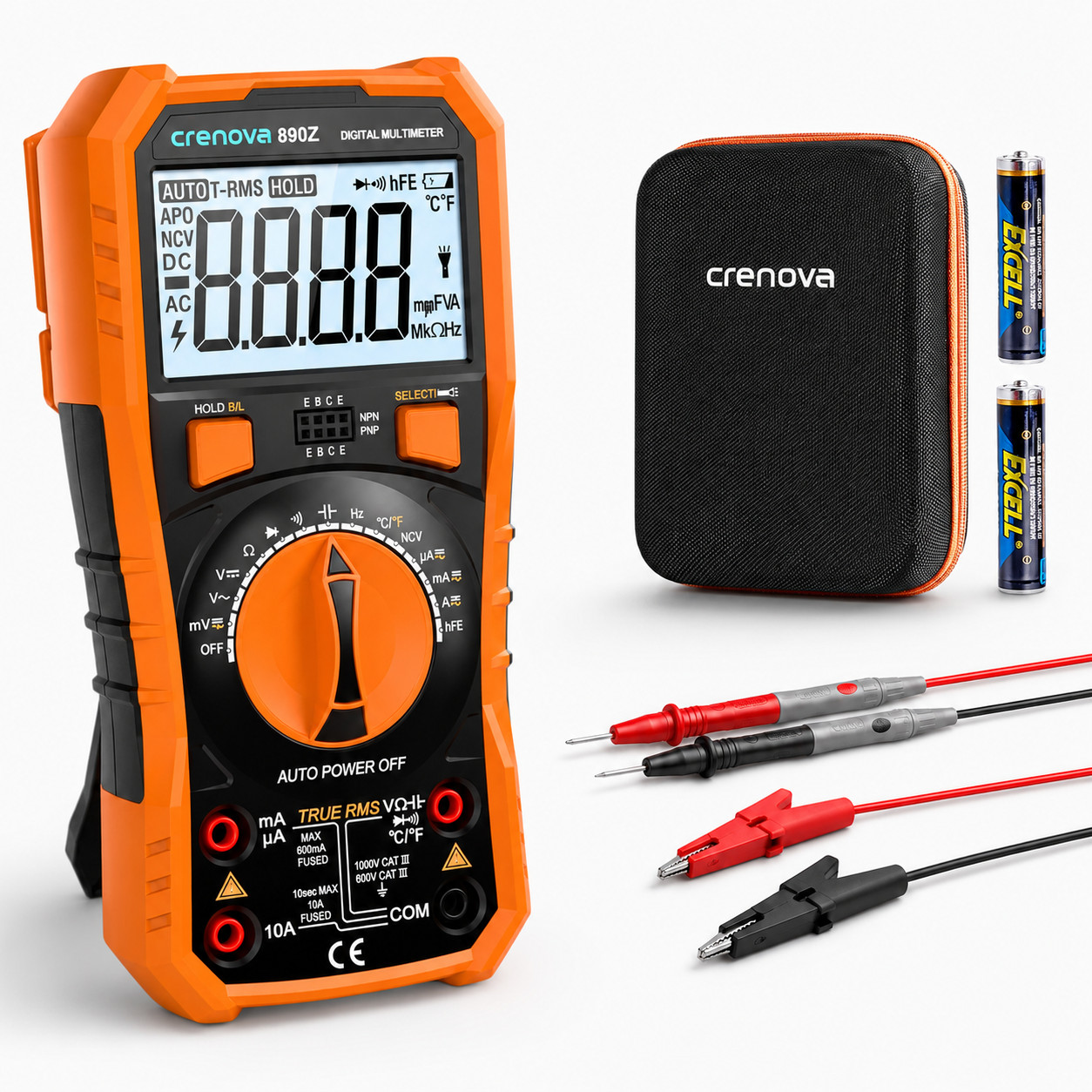 Digital Multimeter 6000 Count True RMS Auto Range NCV Temperature AC DC Tester