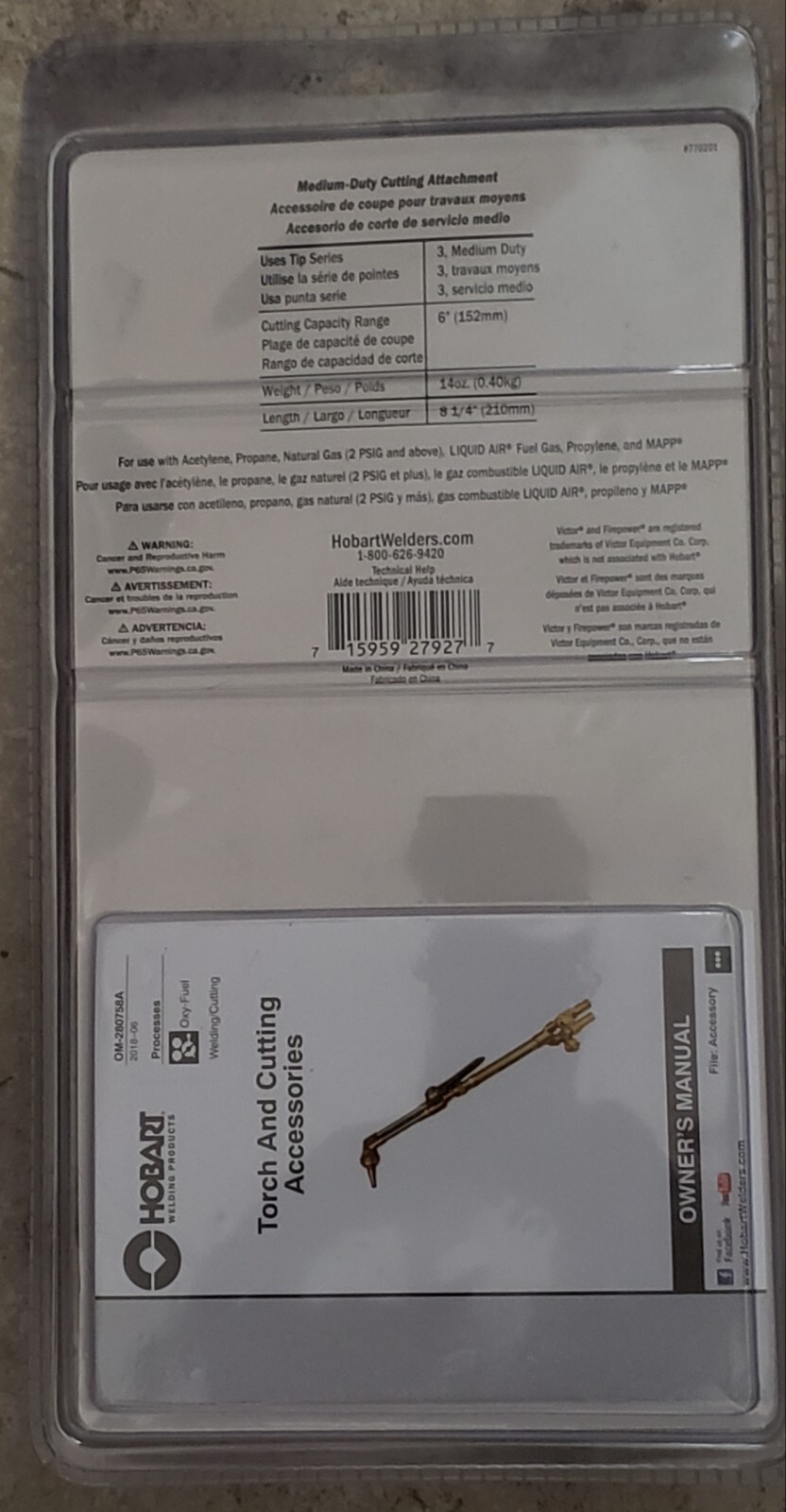Hobart Medium-duty Cutting Attachment . #770201. New.