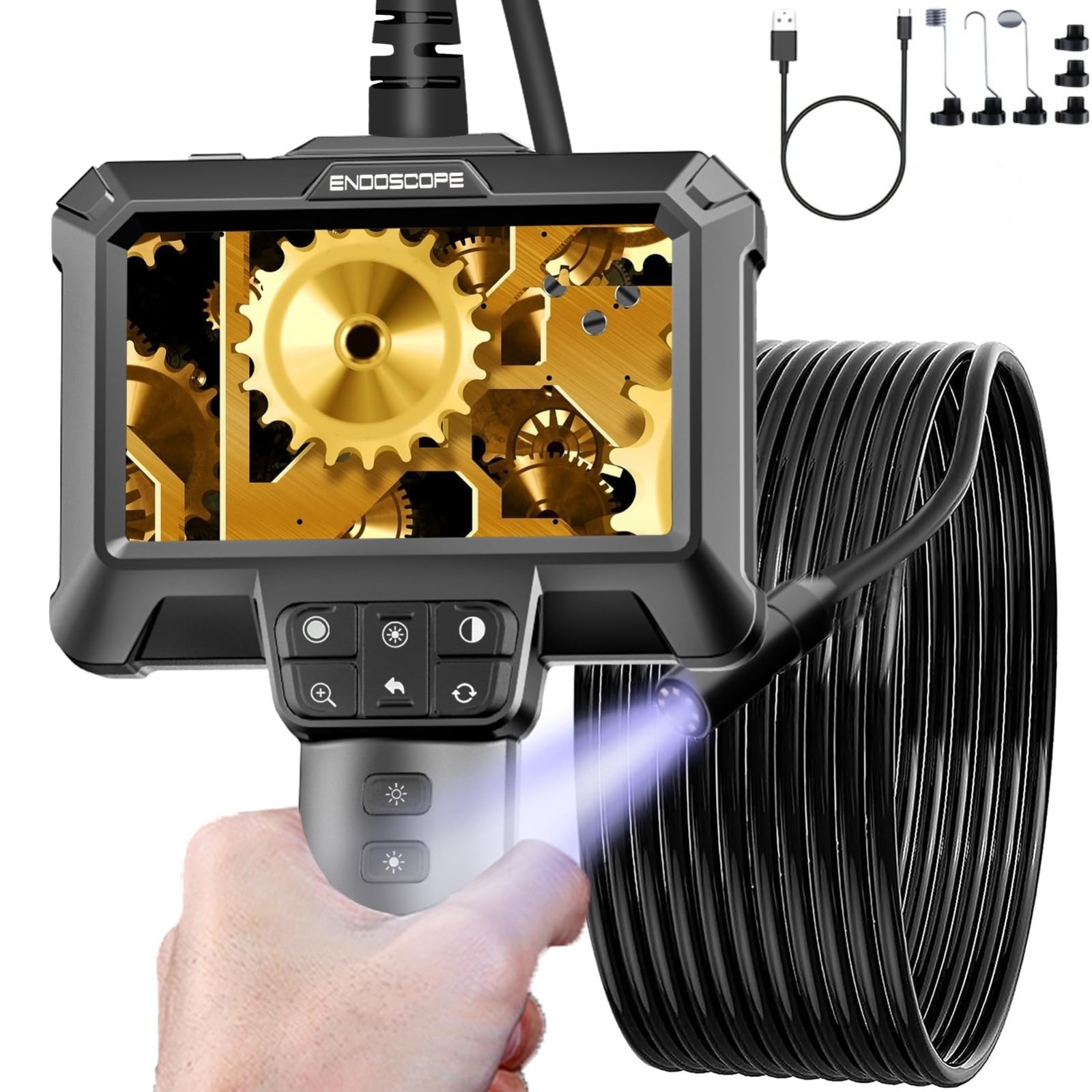 Borescope Camera with Light, 16.5ft Endoscope Inspection,Waterproof Snake Camera