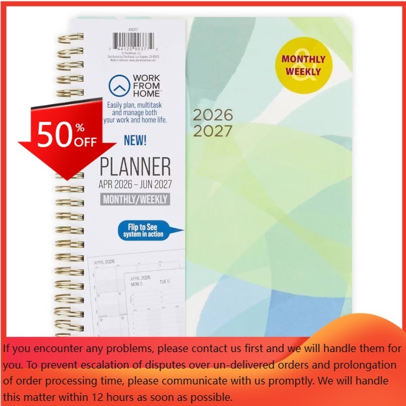 Work From Home 7.125″x9″ April 2026 – June 2027 Monthly/Weekly Planner