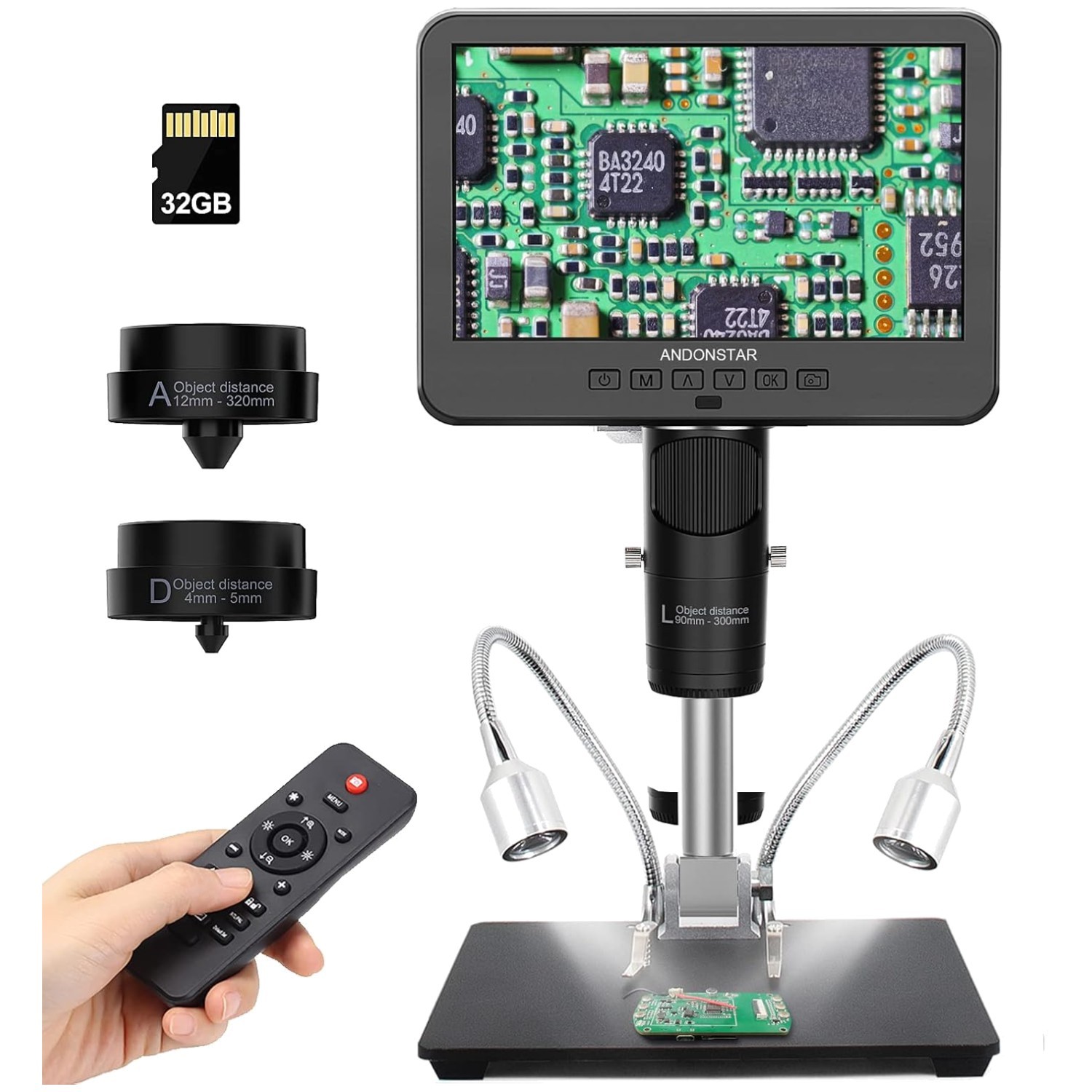 Multi-Lens 7″ LCD Microscope for Electronics Repair