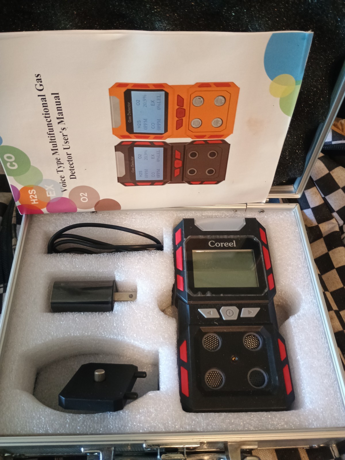 Portable 4 Gas Detector, Sound Light Vibration Multi-Gas Monitor Meter, Recha…