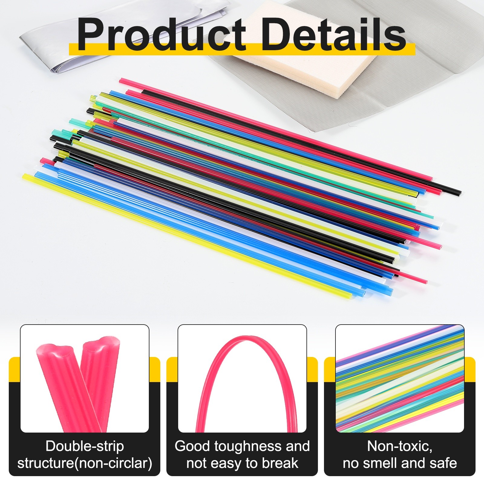 1set(50pcs) PP Plastic Welding Rods 10inch Welding Strips, Mixed Color