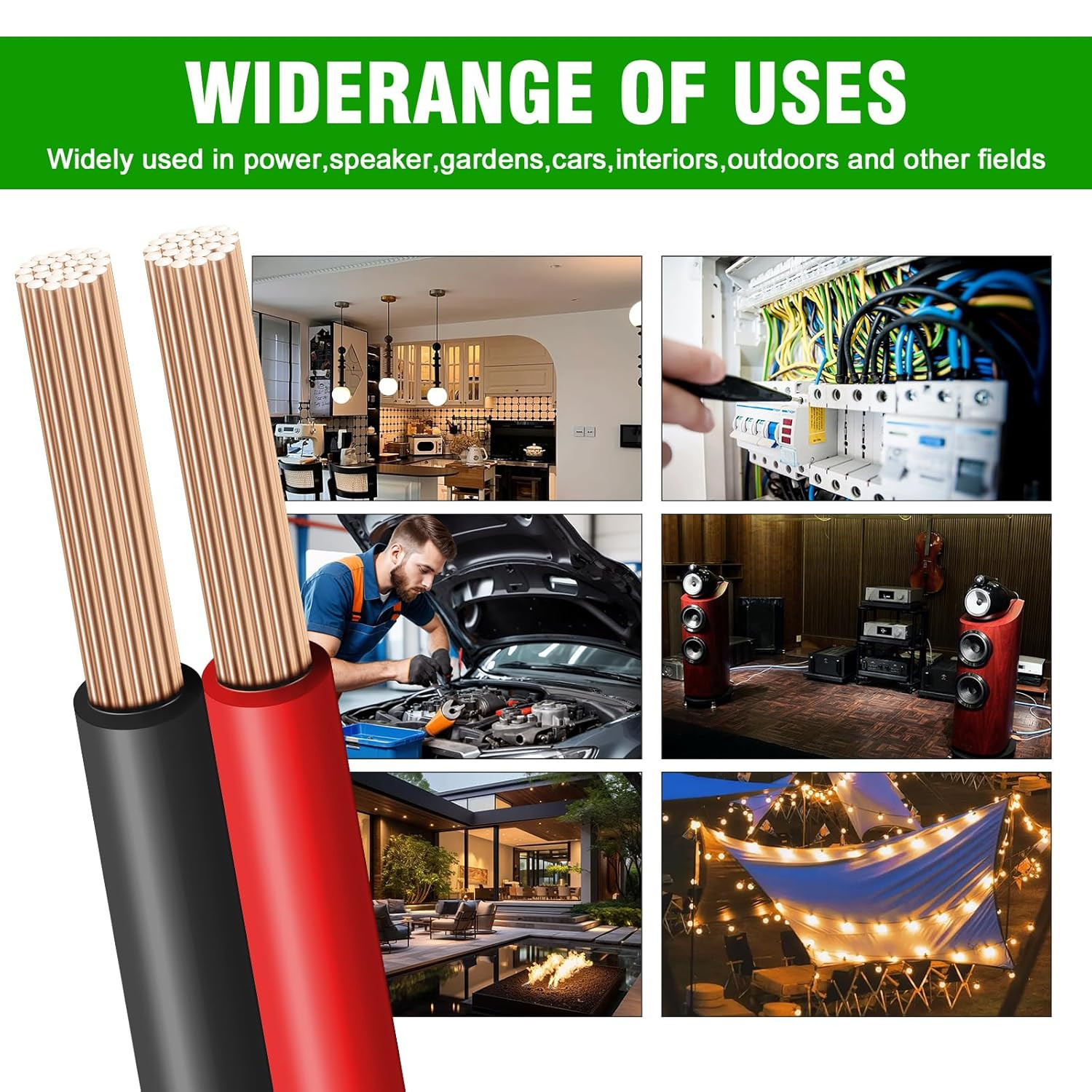 14 Gauge Wire 100FT, 2 Conductors Electrical Wire Red and Black Cable, Low Volta