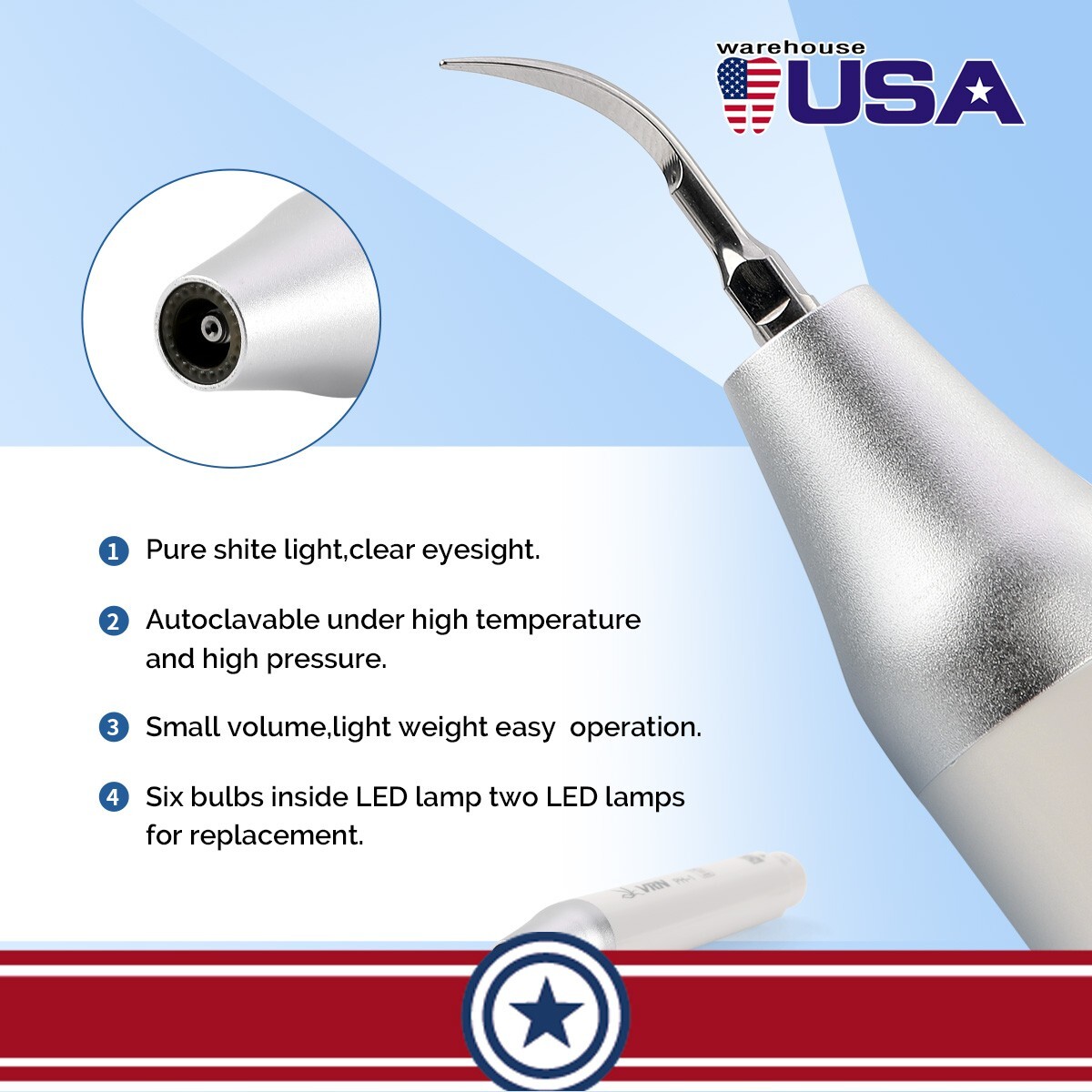 Dental LED Ultrasonic Piezo Scaler Handpiece Fit EMS Cavitron Woodpecker