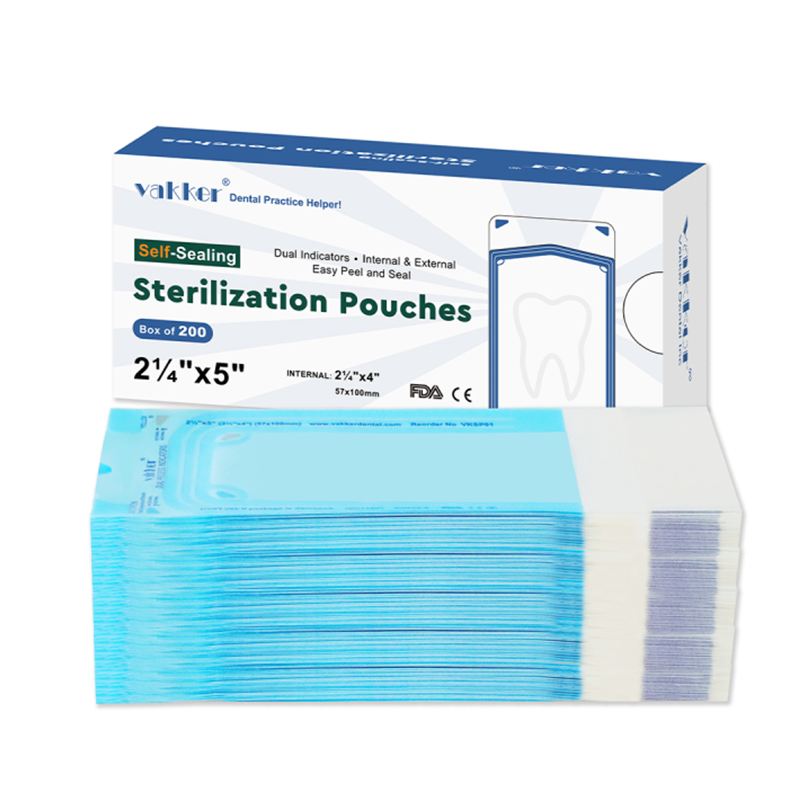 Vakker 4000pc 2.25″ x 5″ Dental Self Sealing Sterilization Pouches Autoclave Bag