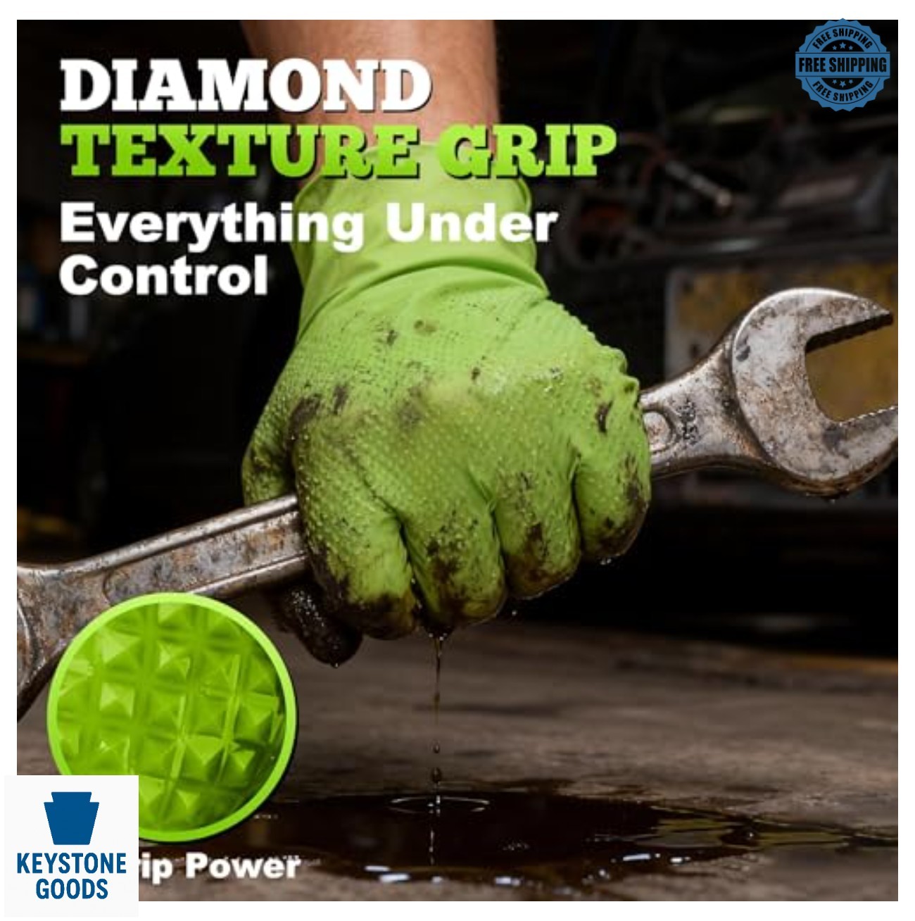 Heavy Duty Nitrile Gloves 8 Mil Diamond Textured Latex Free Disposable Green