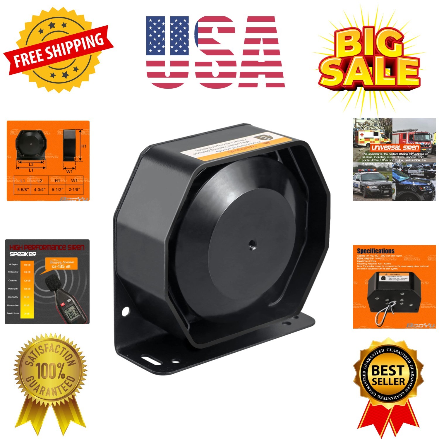 200W Compact High-Performance PA Siren Horn Speaker [Ultra Slim] [8 Ohms] [12…