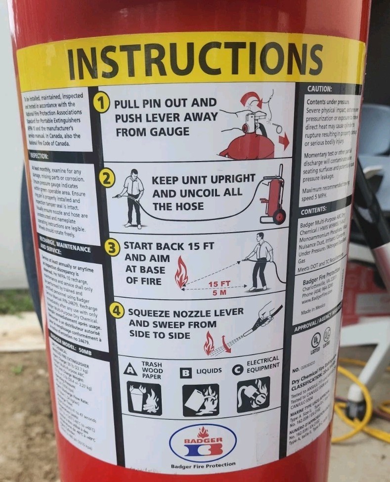 ​Badger 50MB Wheeled Fire Extinguisher 50 lb ABC Dry Chemical Portable Cart Unit