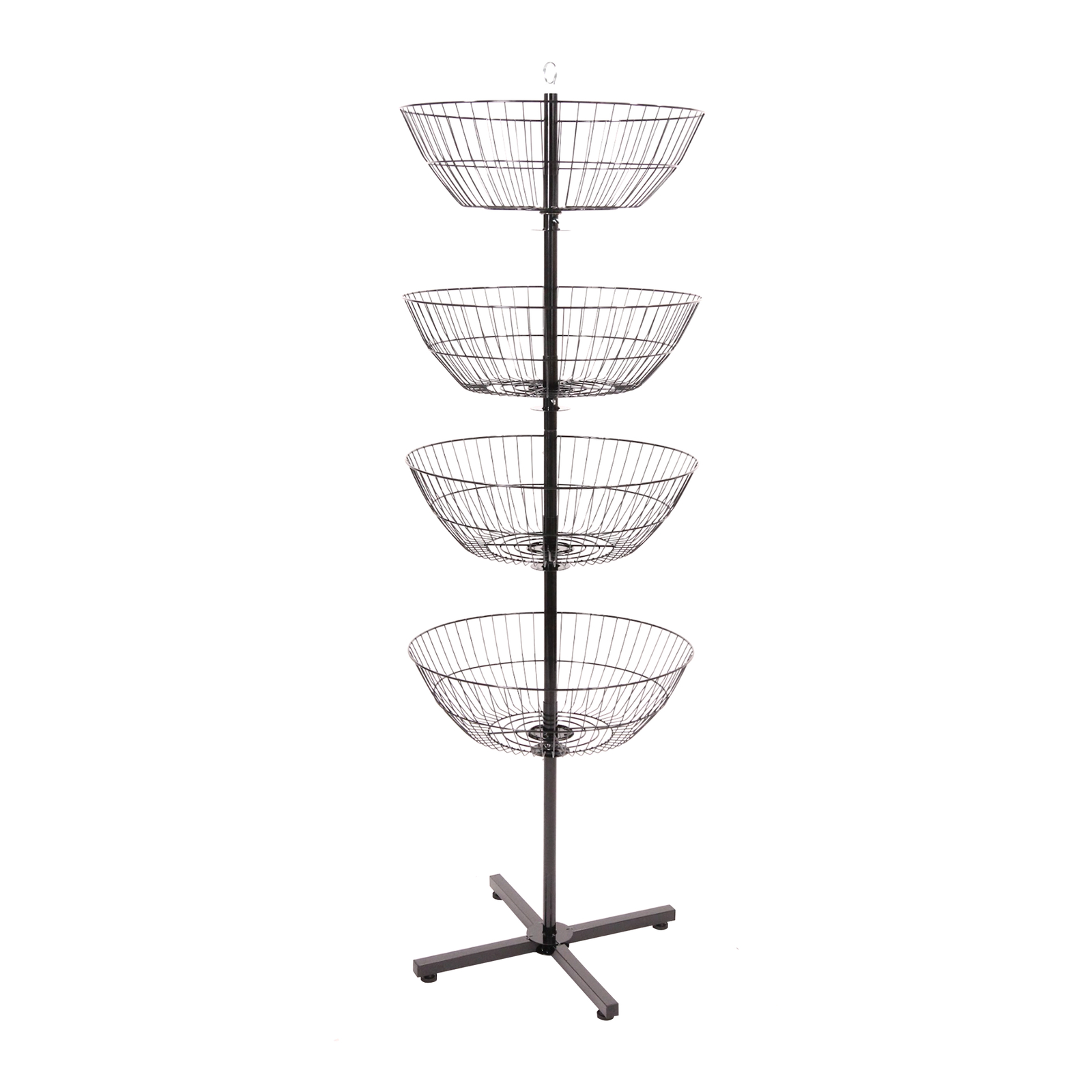 4-Basket Wire Floor Spinner Rack and Dump Bin (63”H x 22”D)