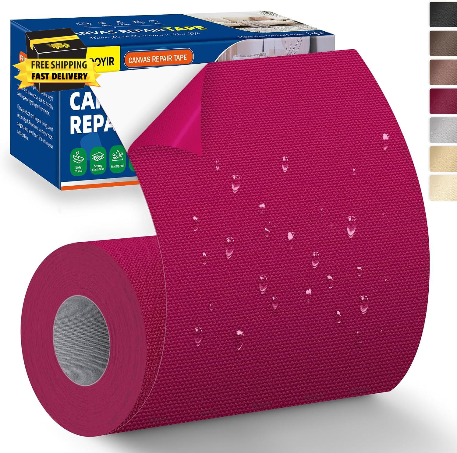 Self-Adhesive Canvas Repair Tape, 4″ X 80″ Waterproof Canvas Repair Patch, Fabri