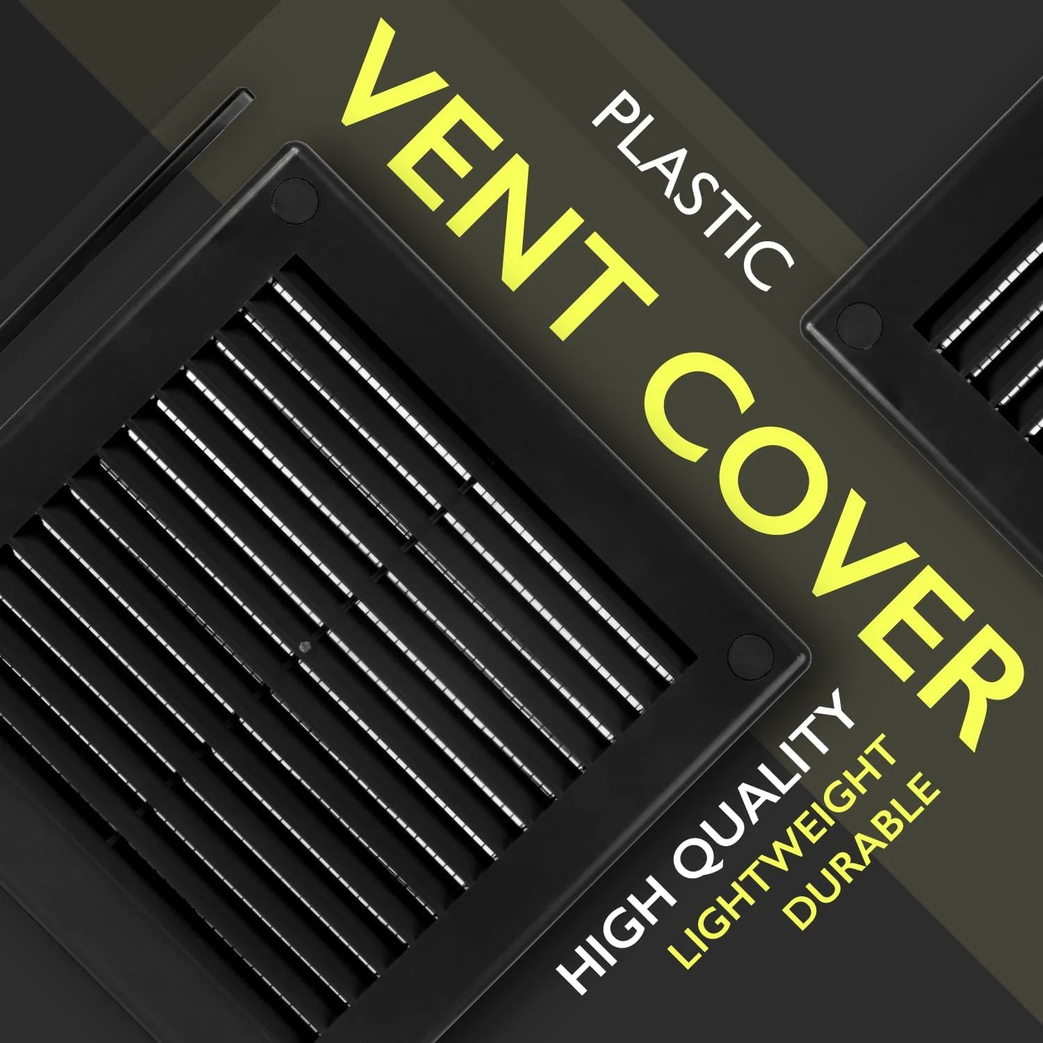 6 x 6 Inch [Frame Dimensions] Black Air Vent Cover – Plastic Square Air Vent Gri