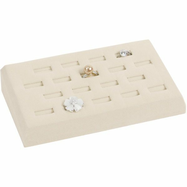 18 Slot Beige Jewelry Ring Display Tray Organizer Holder