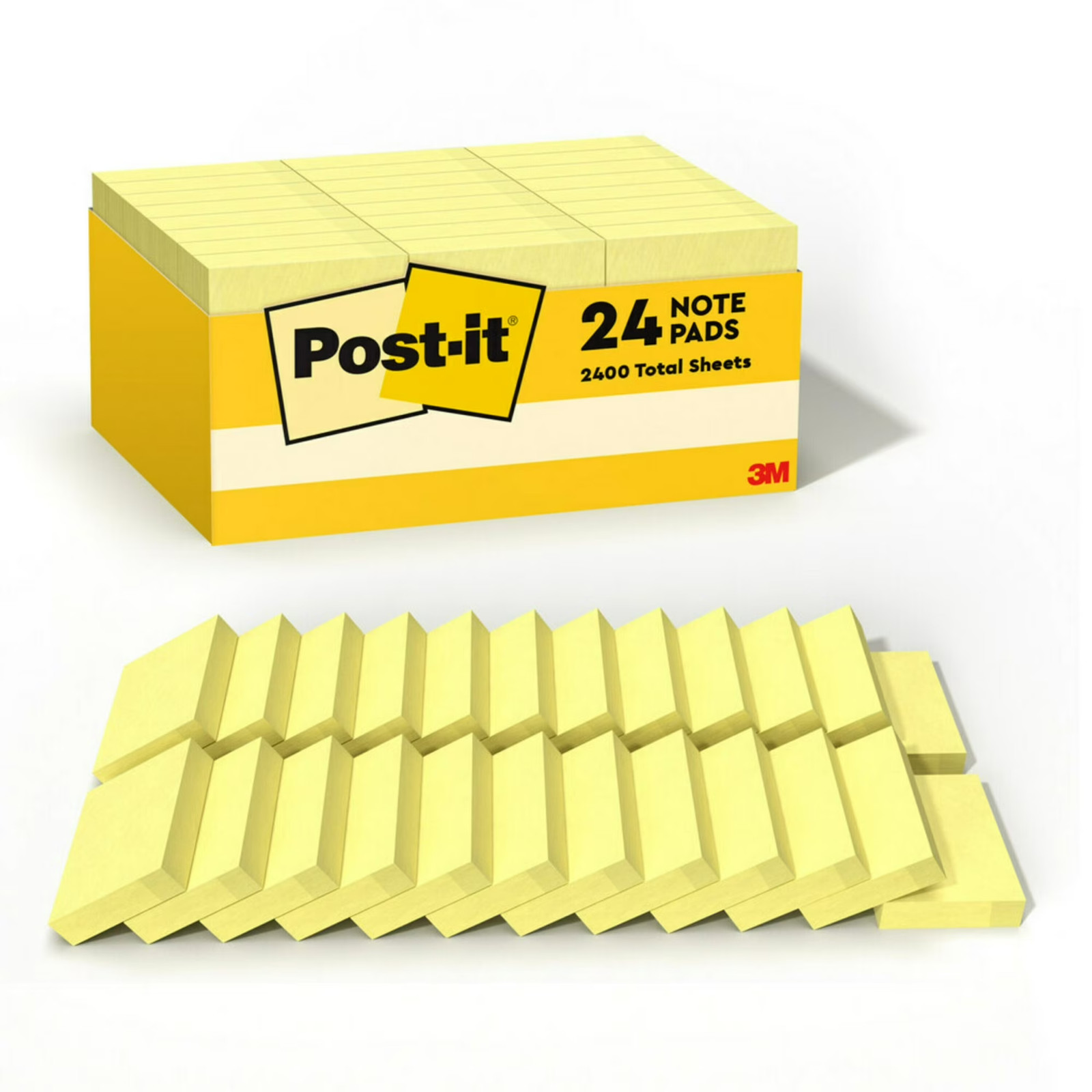 Post-It Notes Value Pack 1.5 in x 2 in Canary Yellow 100 Sheets/Pad 24 Pads 2400