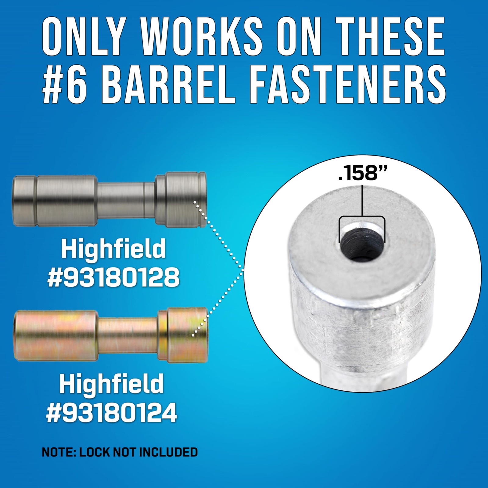 Highfield 93180128 93180124 Barrel Lock Tool 6 Fastener Heavy Duty Key