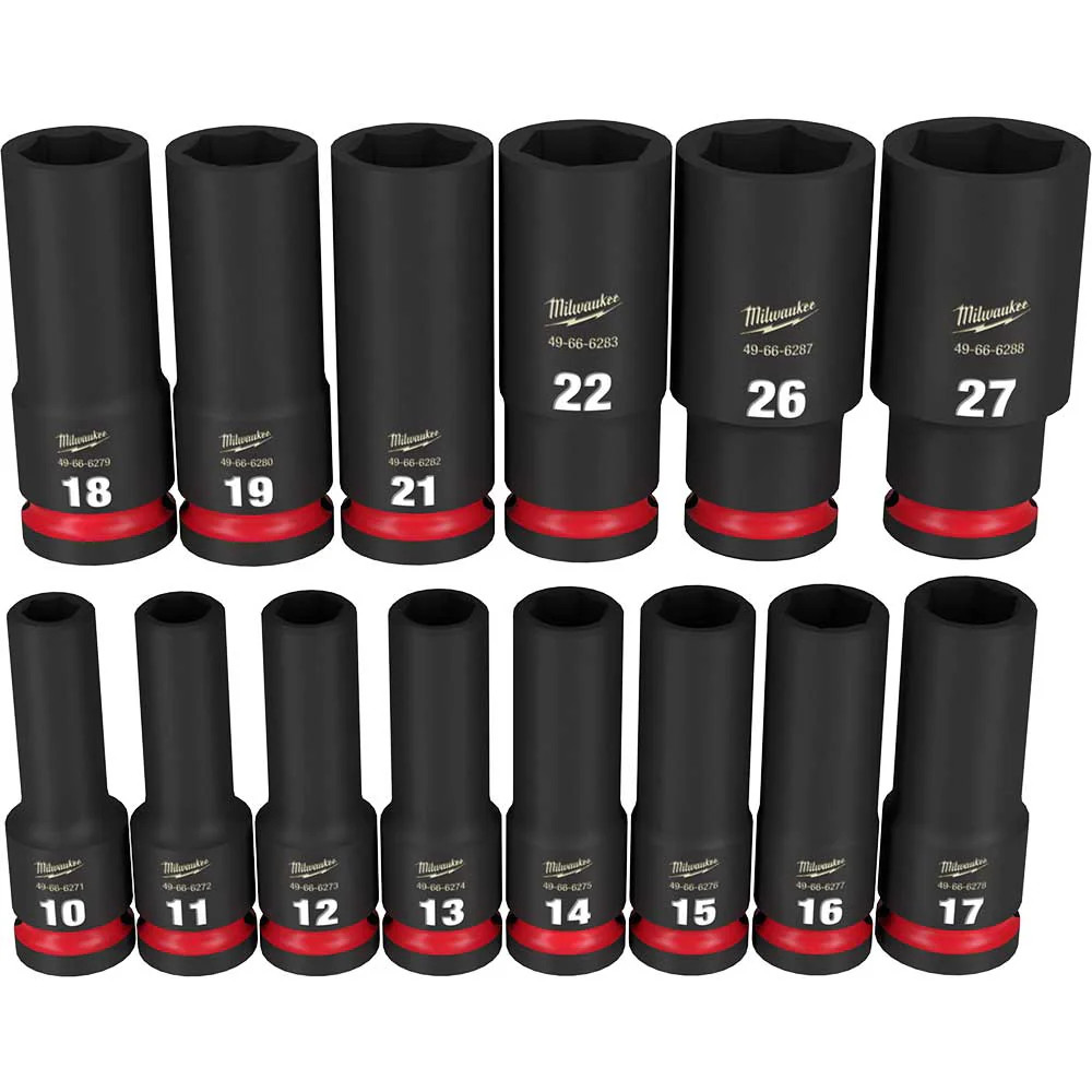 Milwaukee 49-66-7014 SHOCKWAVE 1/2″ Impact Duty Metric Deep Socket Set – 14 PC
