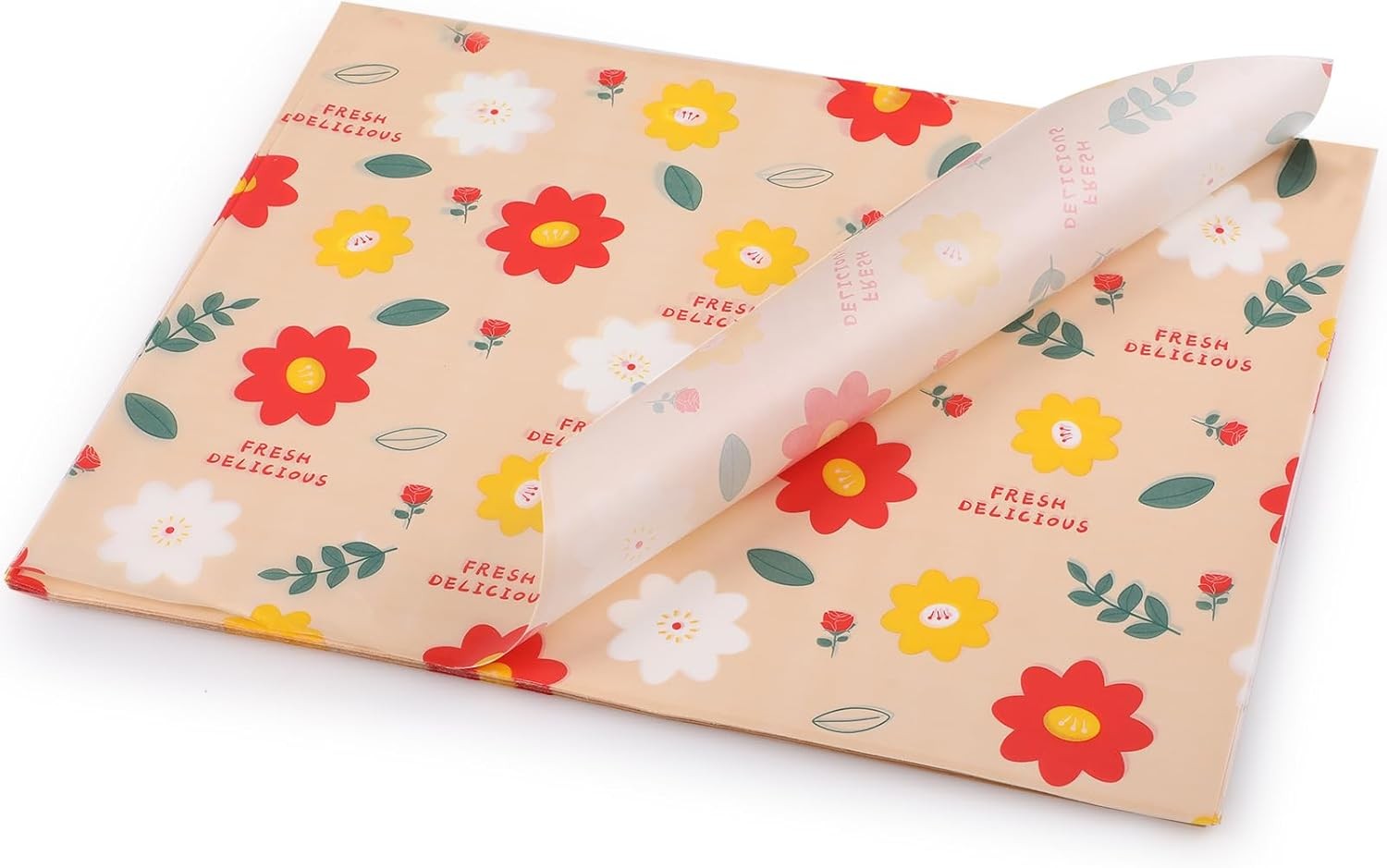 100 Pcs Waxed Deli Paper Sheets Food Basket Liners Sandwich Wrap 11×15 Floral