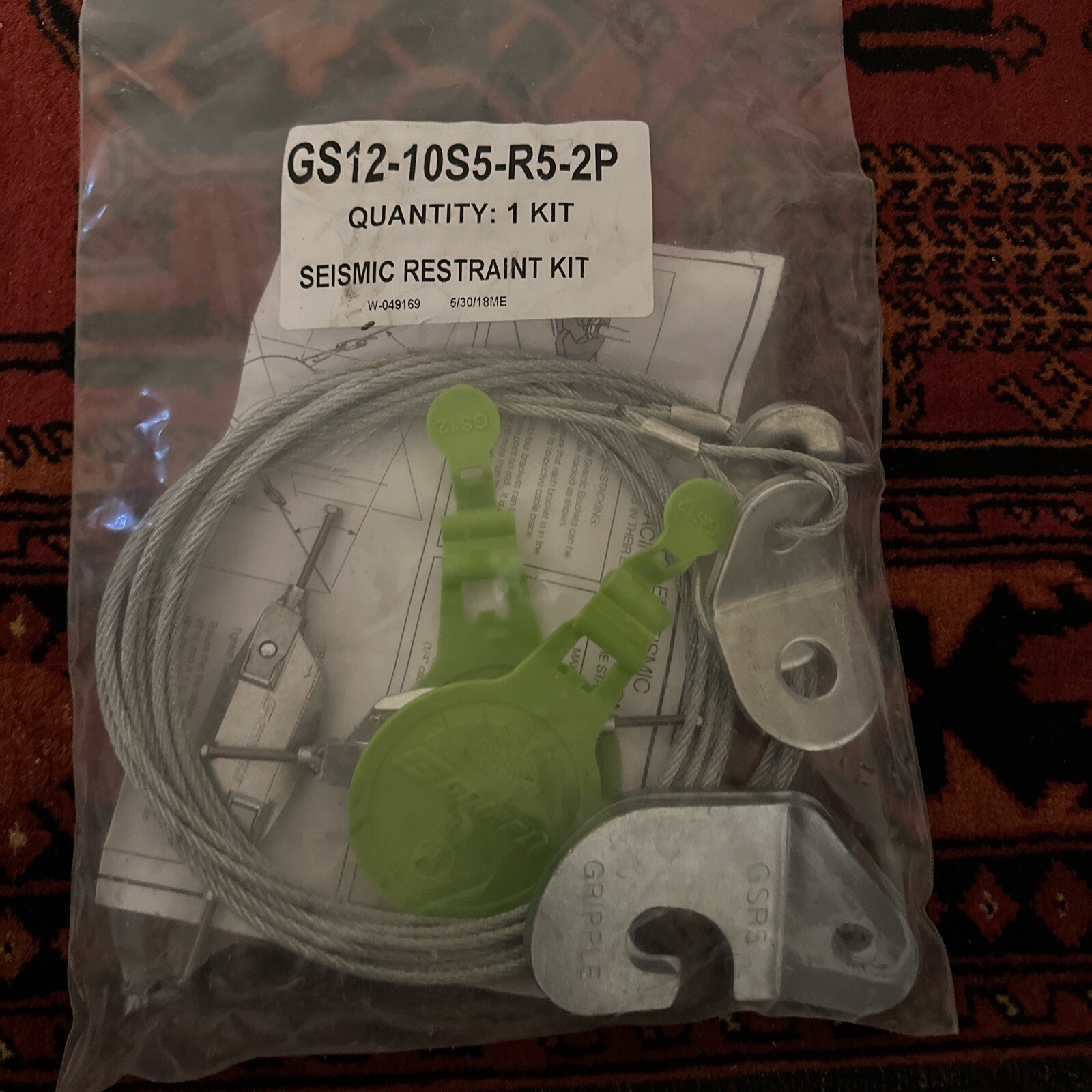 Gripple GS12-10S5-R5-2P Seismic Restraint Kit, It Includes 2-10’x1/8”Cable