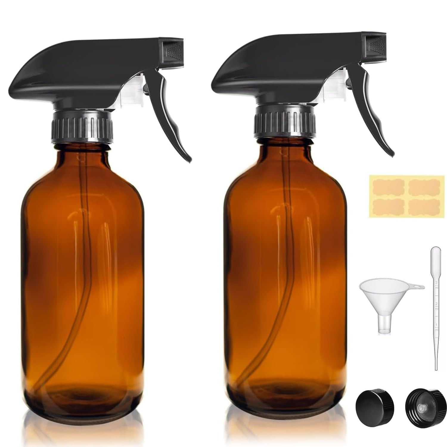 8oz Amber Glass Spray Bottles – 2 Pack Empty Refillable for 8 Ounces