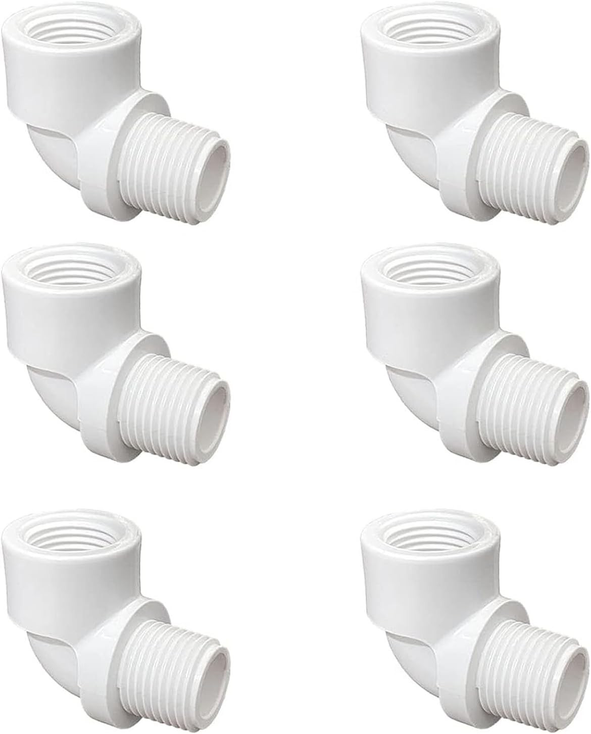 6PCS White 1/2» PVC Male Thread to Female Thread 90 degree Street Elbow Couplin
