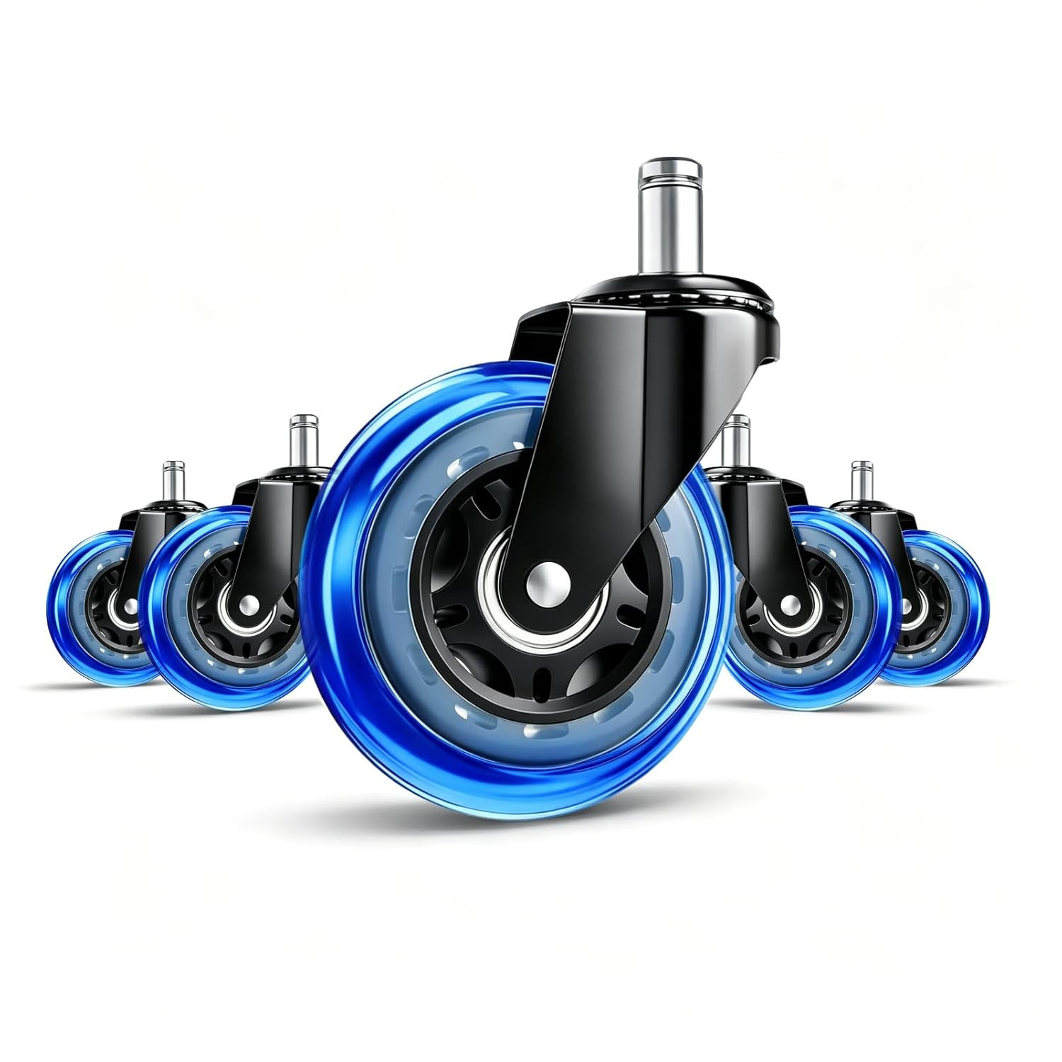 3 Inch Office Chair Wheels Set of 5, Heavy Duty Replacement Casters for Hardwood