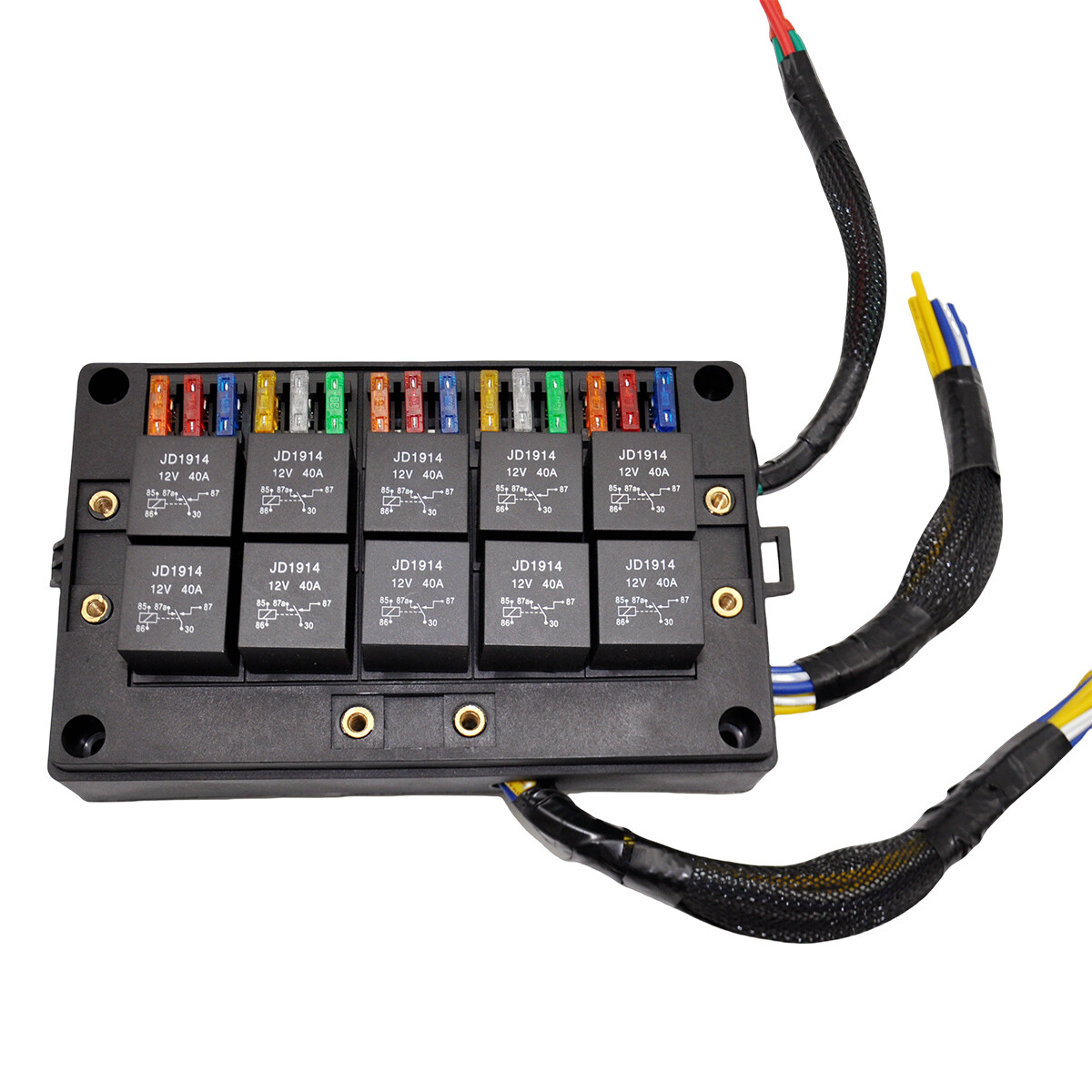 Pre-Wired 15 Slots 10 Way Fuse Relay Box 12V Automotive, Fuse Relay Block New