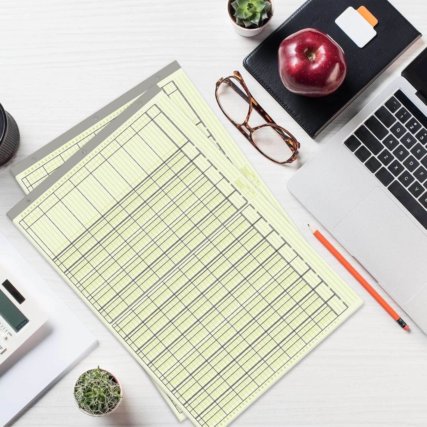 5 Pack Columnar Analysis Pad, 250 Sheets, 13 Columns, 16.31″x11″, 3-Hole Account