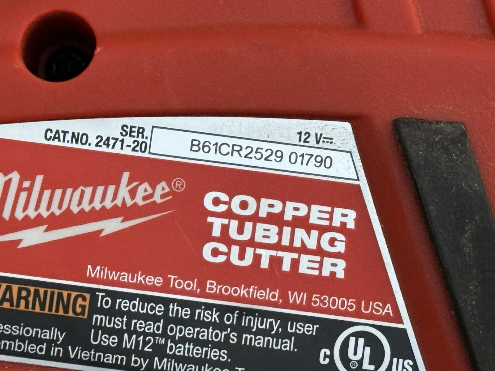 Milwaukee 2471-20 M12 Cordless Copper Tubing Cutter – (Tool Only) – Pre-Owned