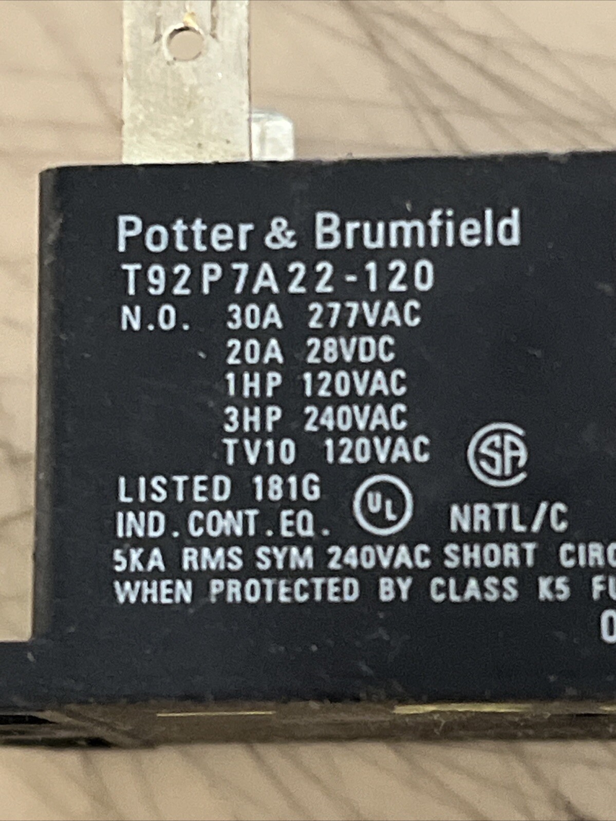 Potter & Brumfield Relay Electronics T92P7A22-120