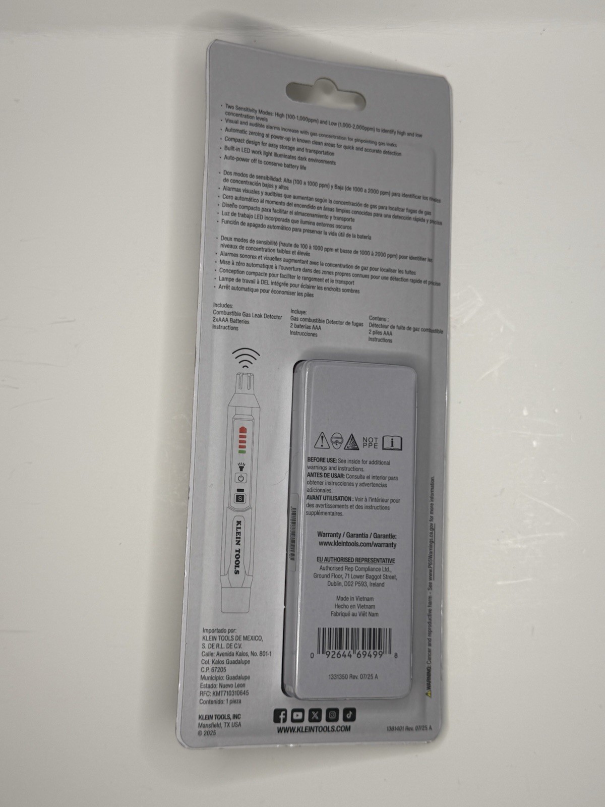 KLEIN TOOLS ET190 COMPACT COMBUSTIBLE GAS LEAK DETECTOR 50-2000 ppm NEW