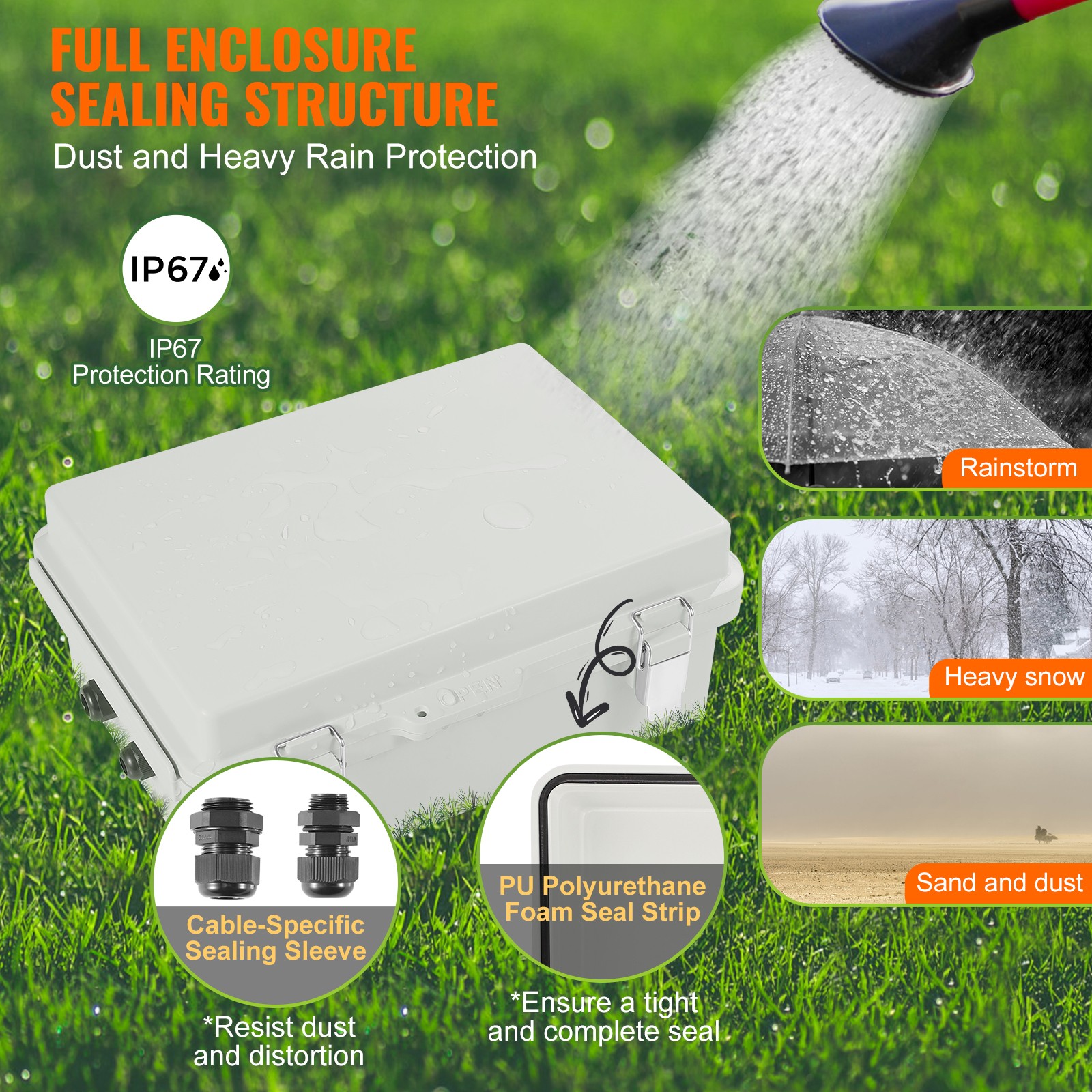 Uimoso Outdoor Junction Box 16.93×12.99×7.09 in ABS Plastic Electrical Enclosure