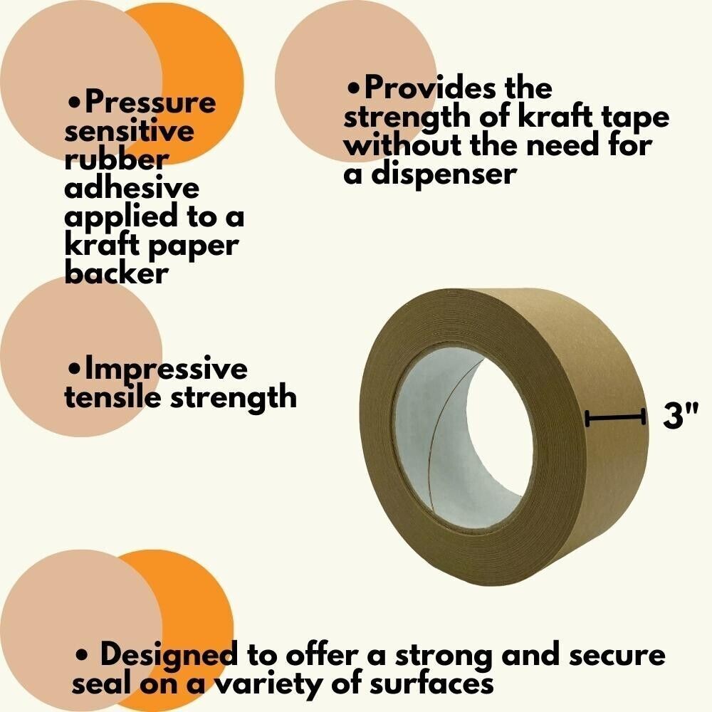 16 Rolls Flat Back Kraft Tan Carton Packing Sealing Tape 3″ x 60 Yards, 5.9 Mil