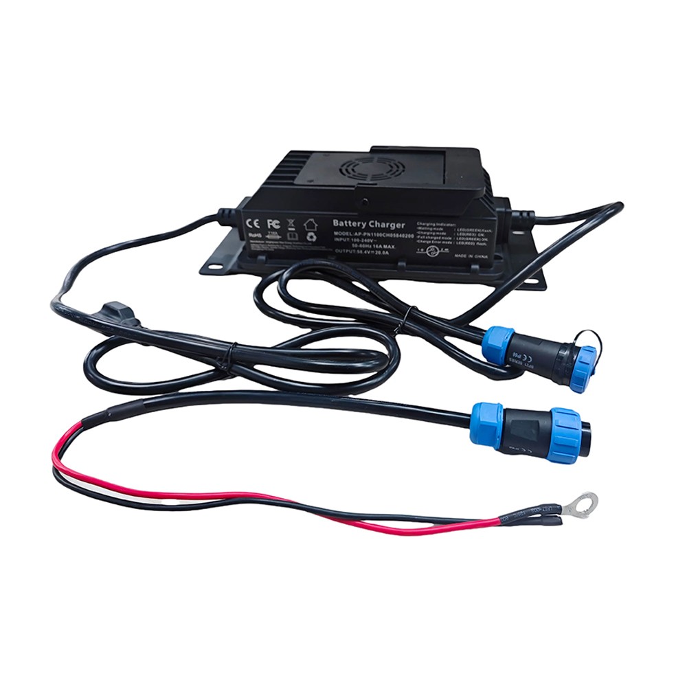 POERUNI 48V 100AH LiFePO4 Lithium Battery with 20A Charger Metal Case Golf Cart