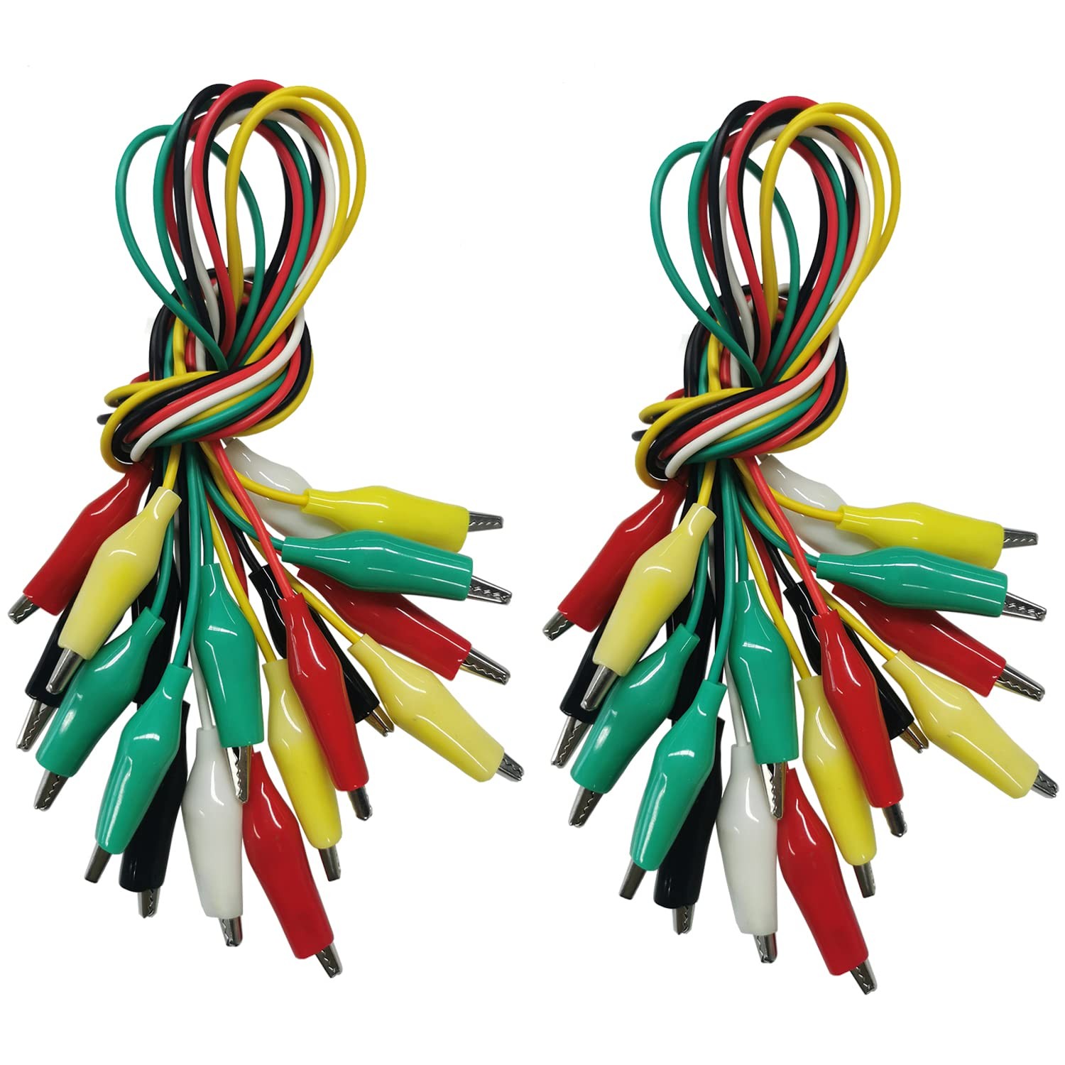 20PCS Alligator Clips Test Leads Set, 5-Color 21.5″ Jumper Wires for Circuit