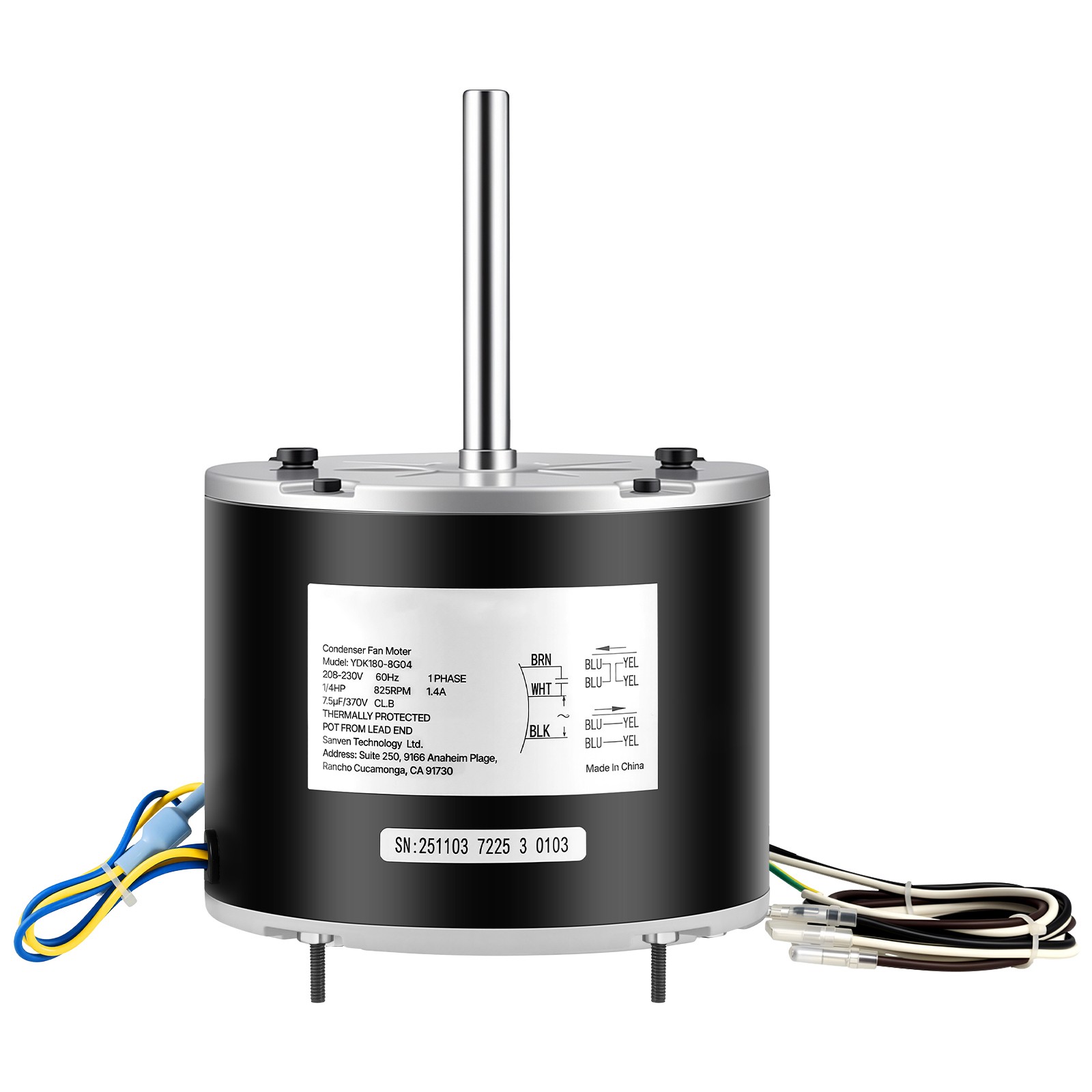 Uimoso Condenser Fan Motor with Capacitor 1/4HP 825RPM 208-230V Dual Rotation