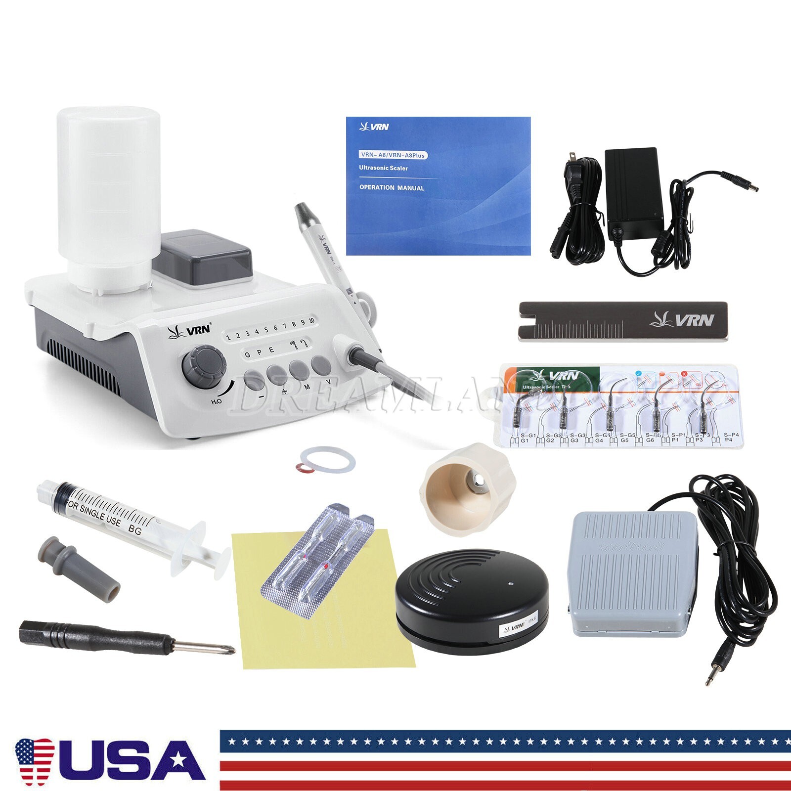 UPS VRN Dental Portable Ultrasonic Piezo Scaler A8 LED Detachable Handpiece