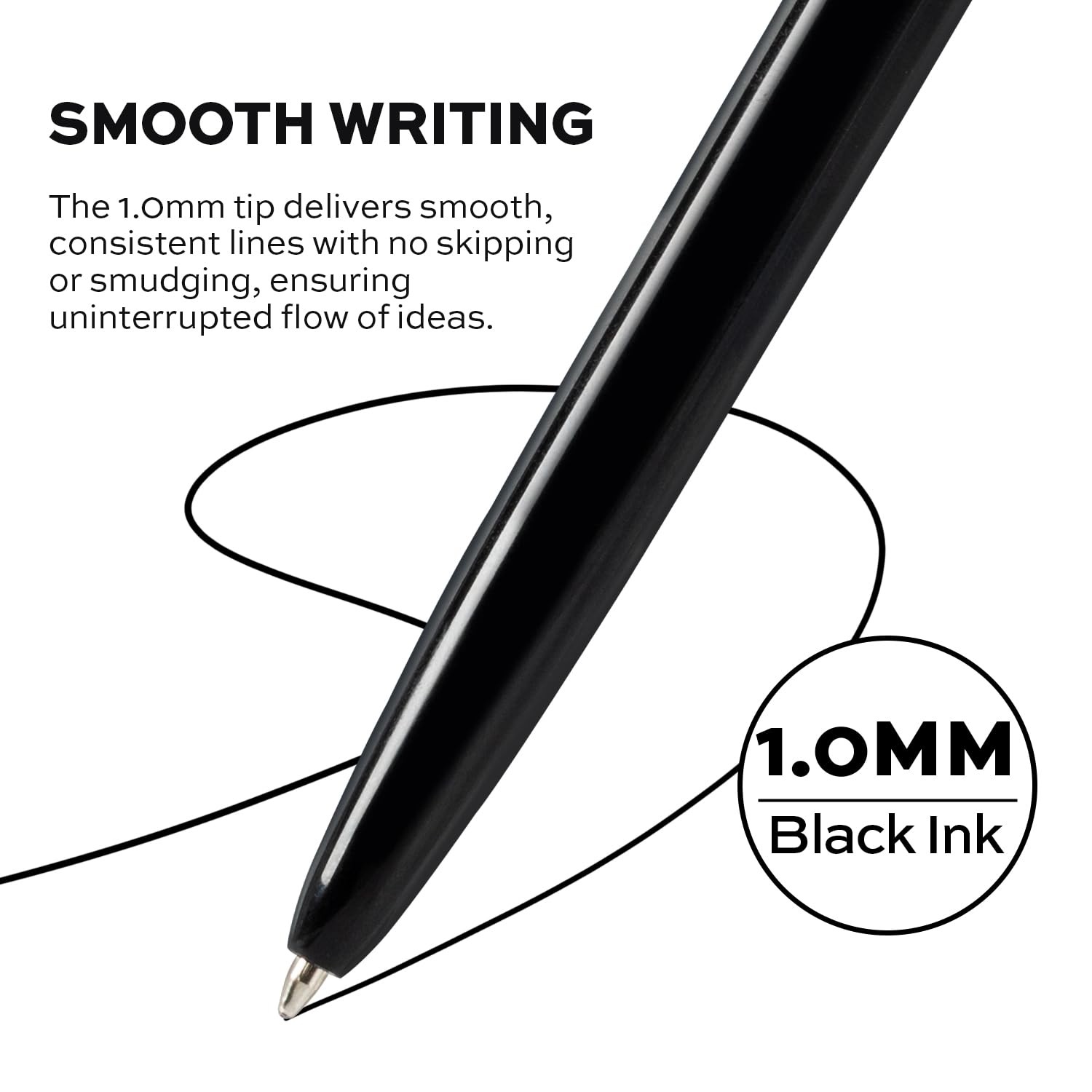 deli Pens Bulk, 50 Pcs Retractable Ballpoint 50 Count (Pack of 1), Black