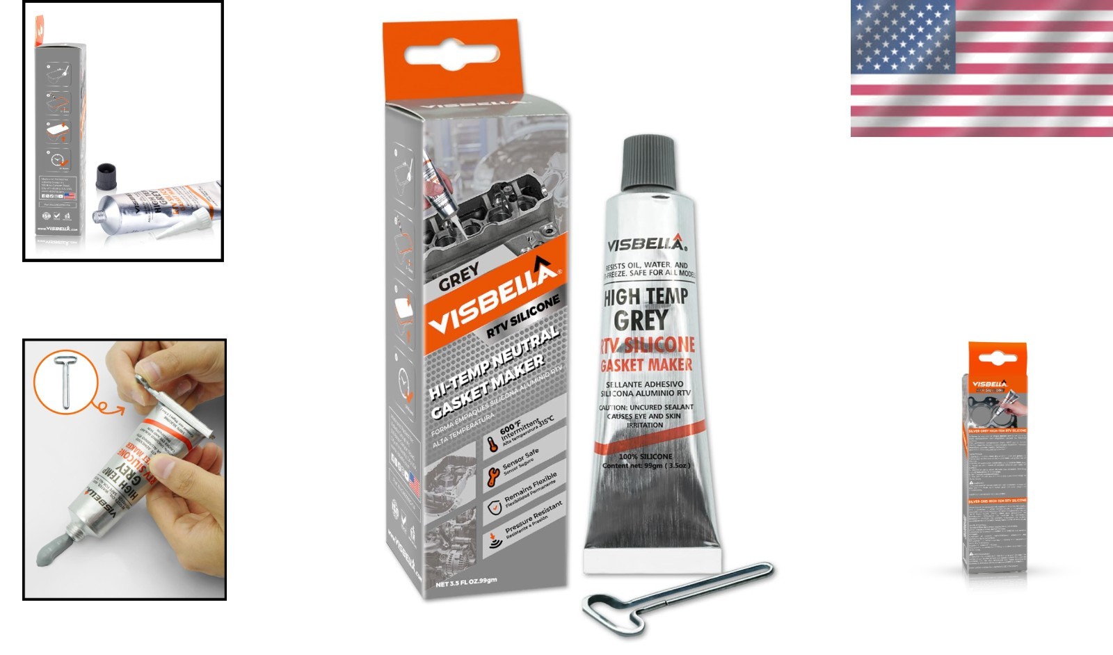 Sensor Safe Grey RTV Silicone Sealant – High Resistance & Flexibility 3.5oz