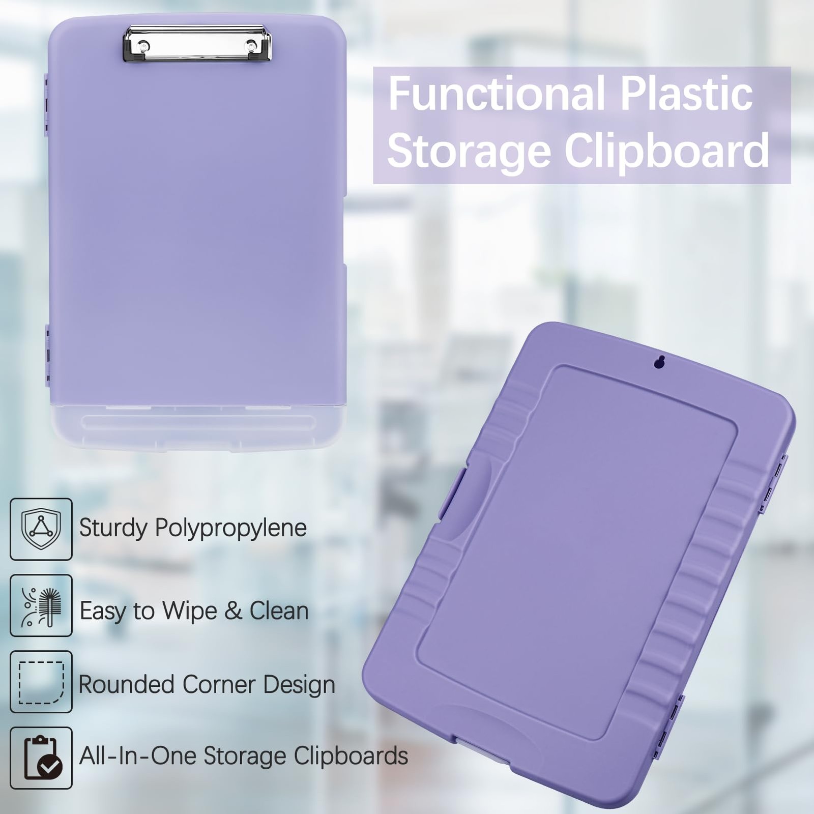 Meiikun Clipboard with Storage, 14.4 x 9.8 x 1.2 inches, Lavender Purple