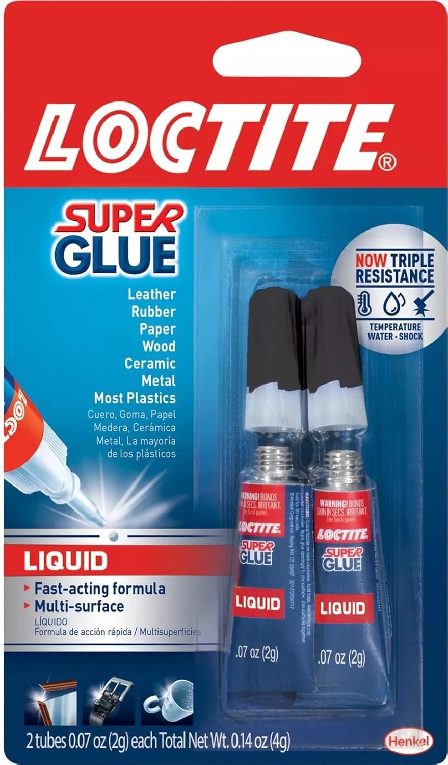 Loctite Super Glue Liquid, Clear, 0.07 fl oz Tube, 2 Pack – Superglue for Plasti