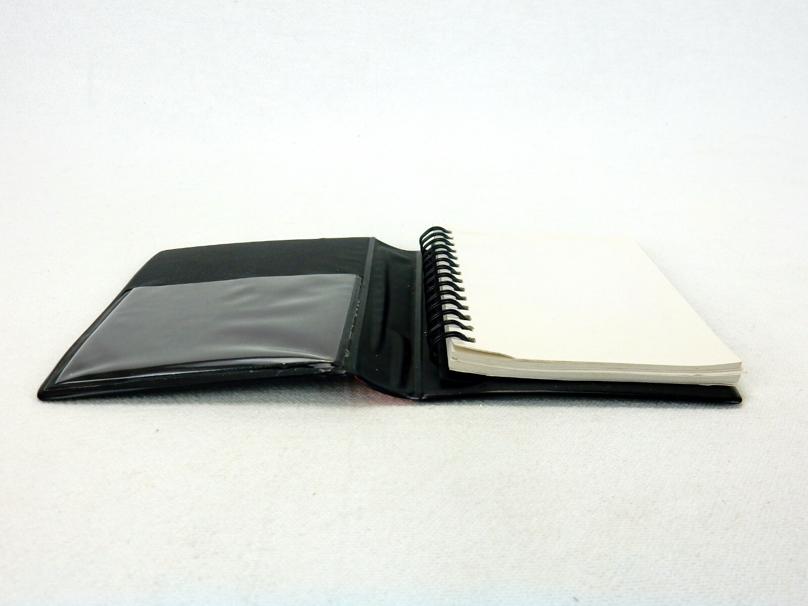 Pocket Jotter Notebook, Padded Cover, Black & Red, Spiral Note Pad, Sweda #VP125